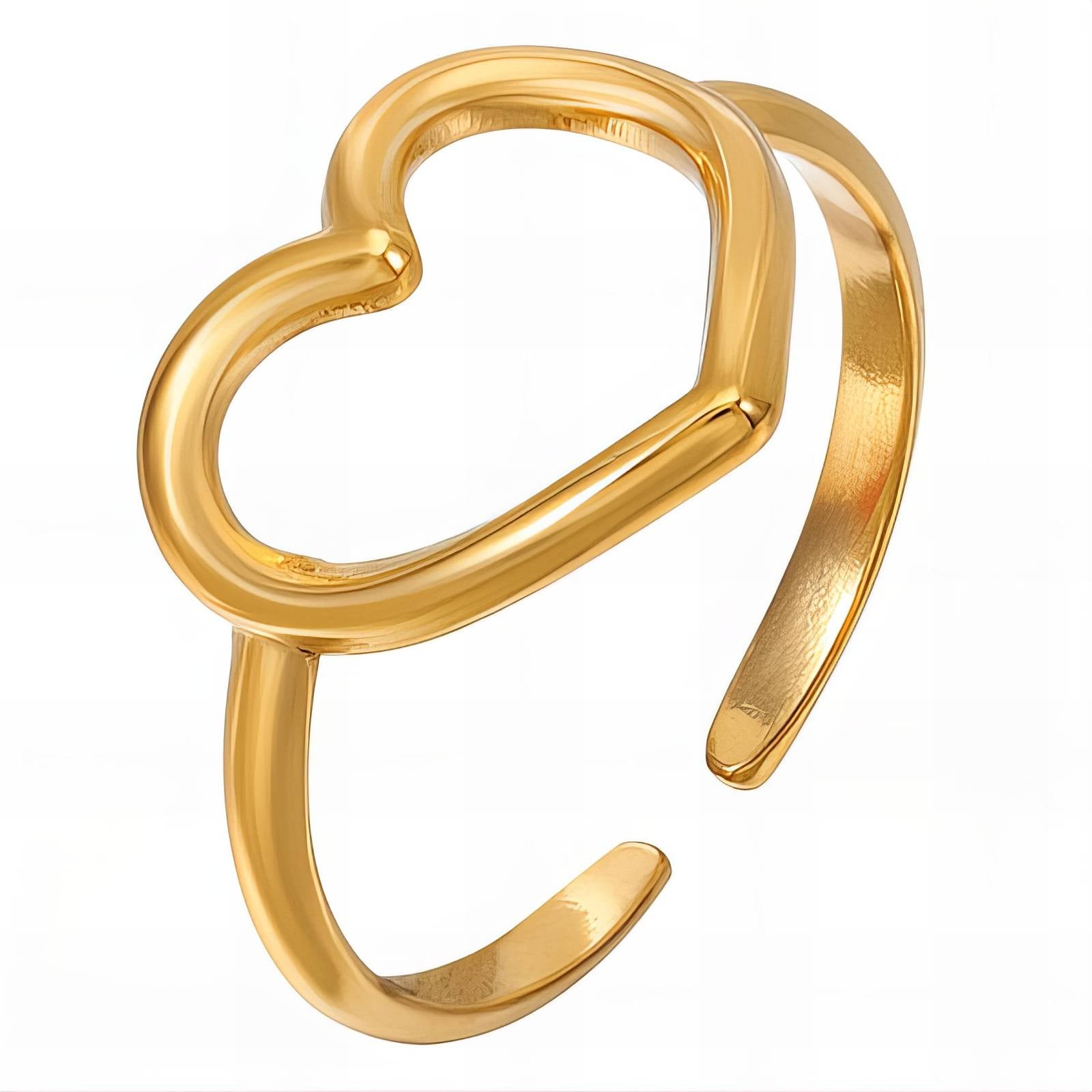 Heart Ring, 18K Gold Plated Steel