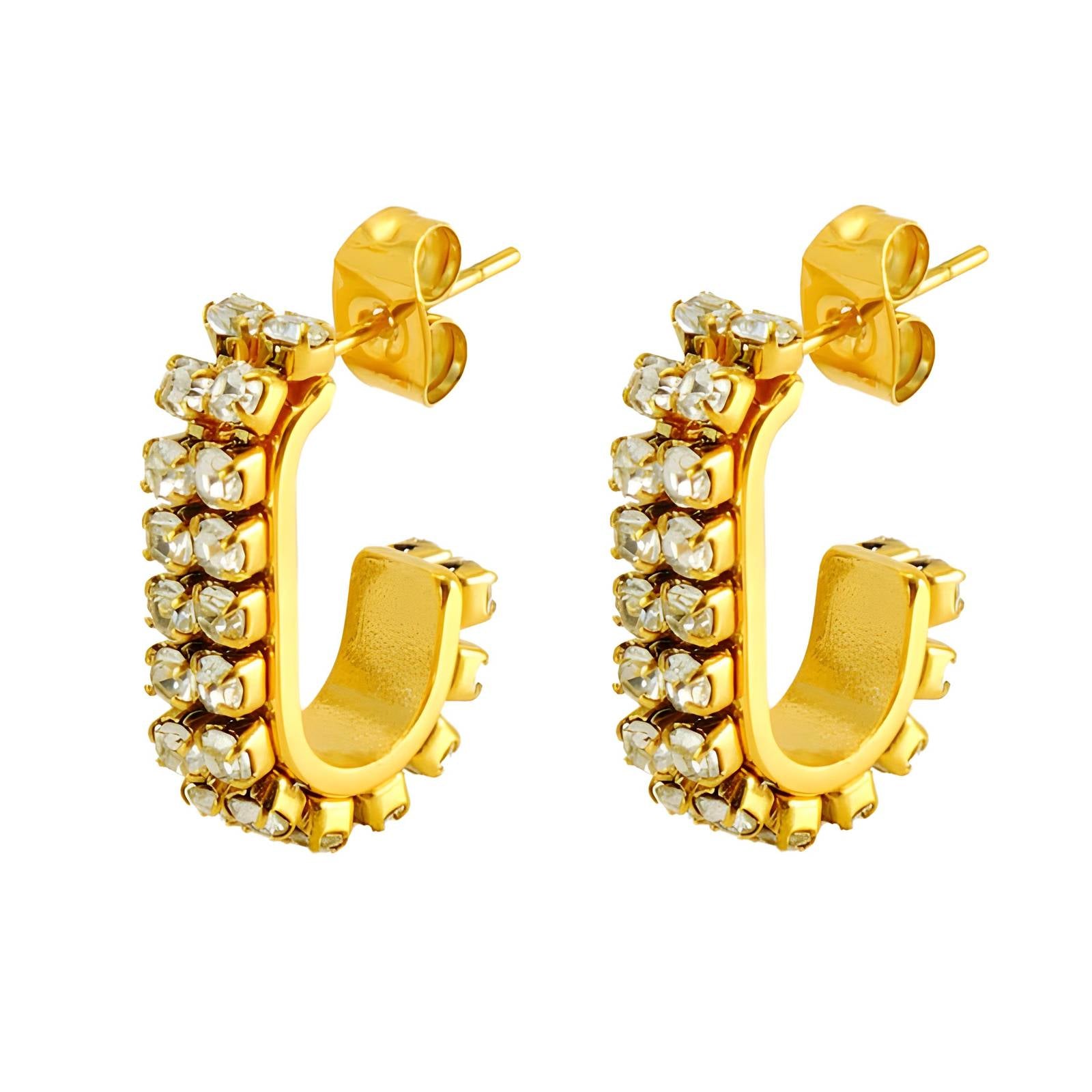 Earrings, 18K Gold Plated Steel