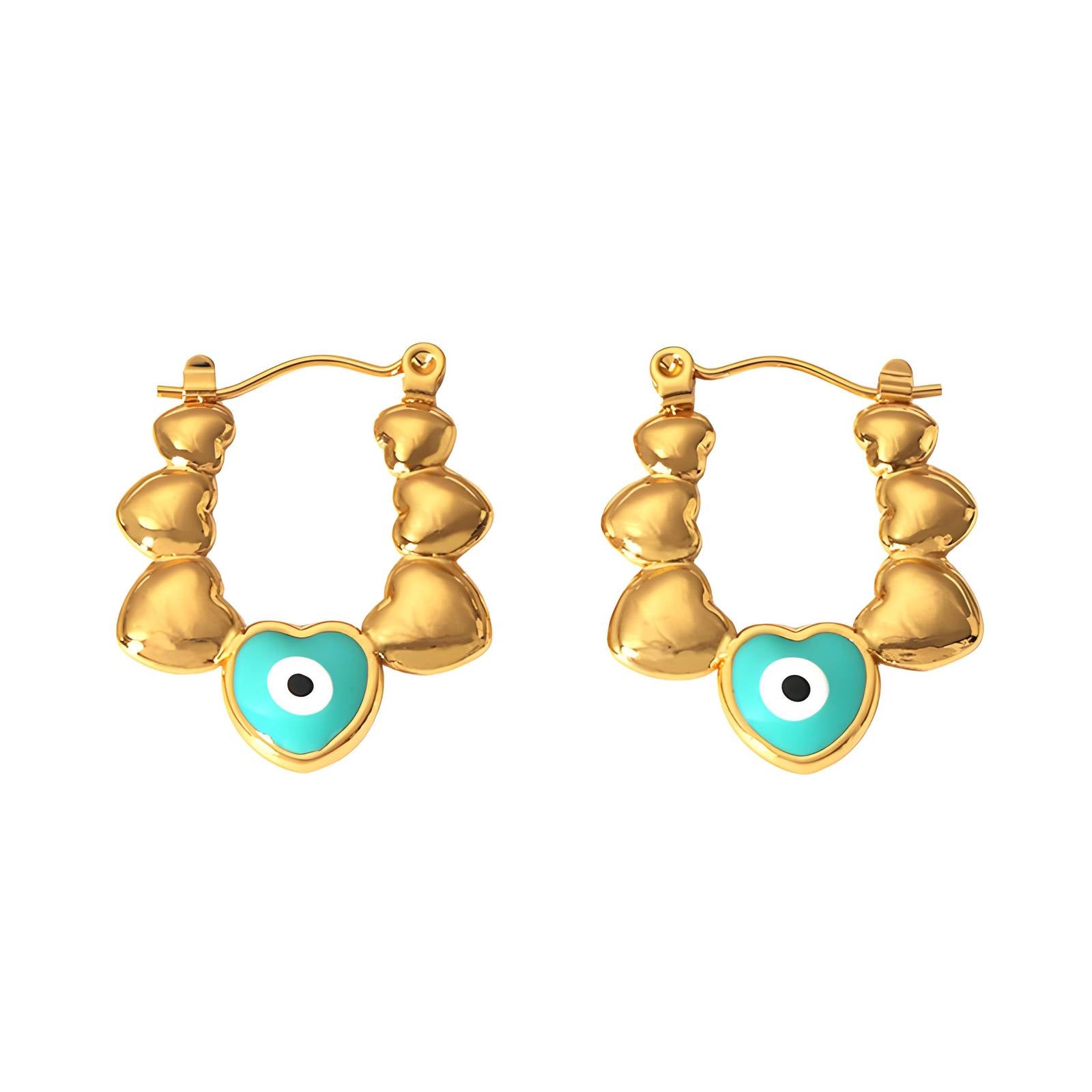 Hearts Earrings, 18K Gold Plated Steel