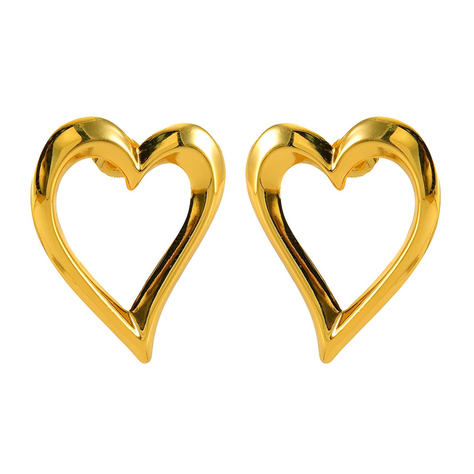 Hearts Earrings, 18K Gold Plated Steel