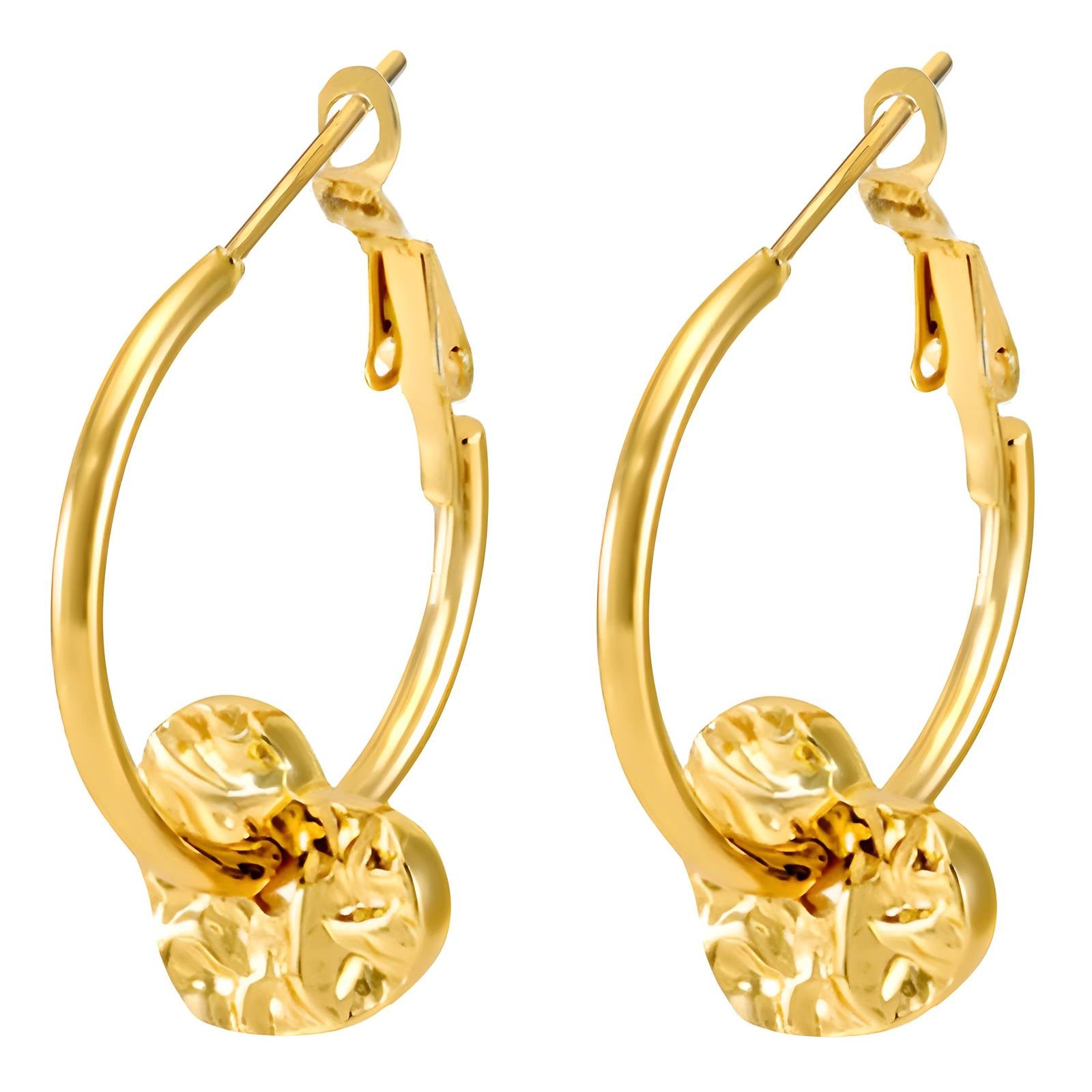 Hearts Earrings, 18K Gold Plated Steel