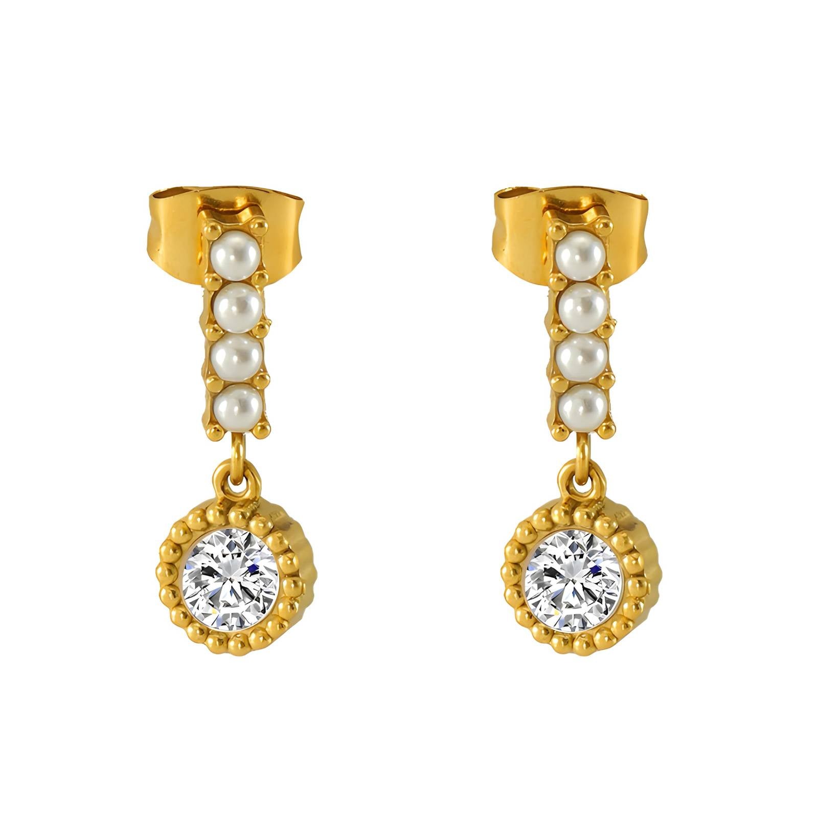 Earrings, 18K Gold Plated Steel