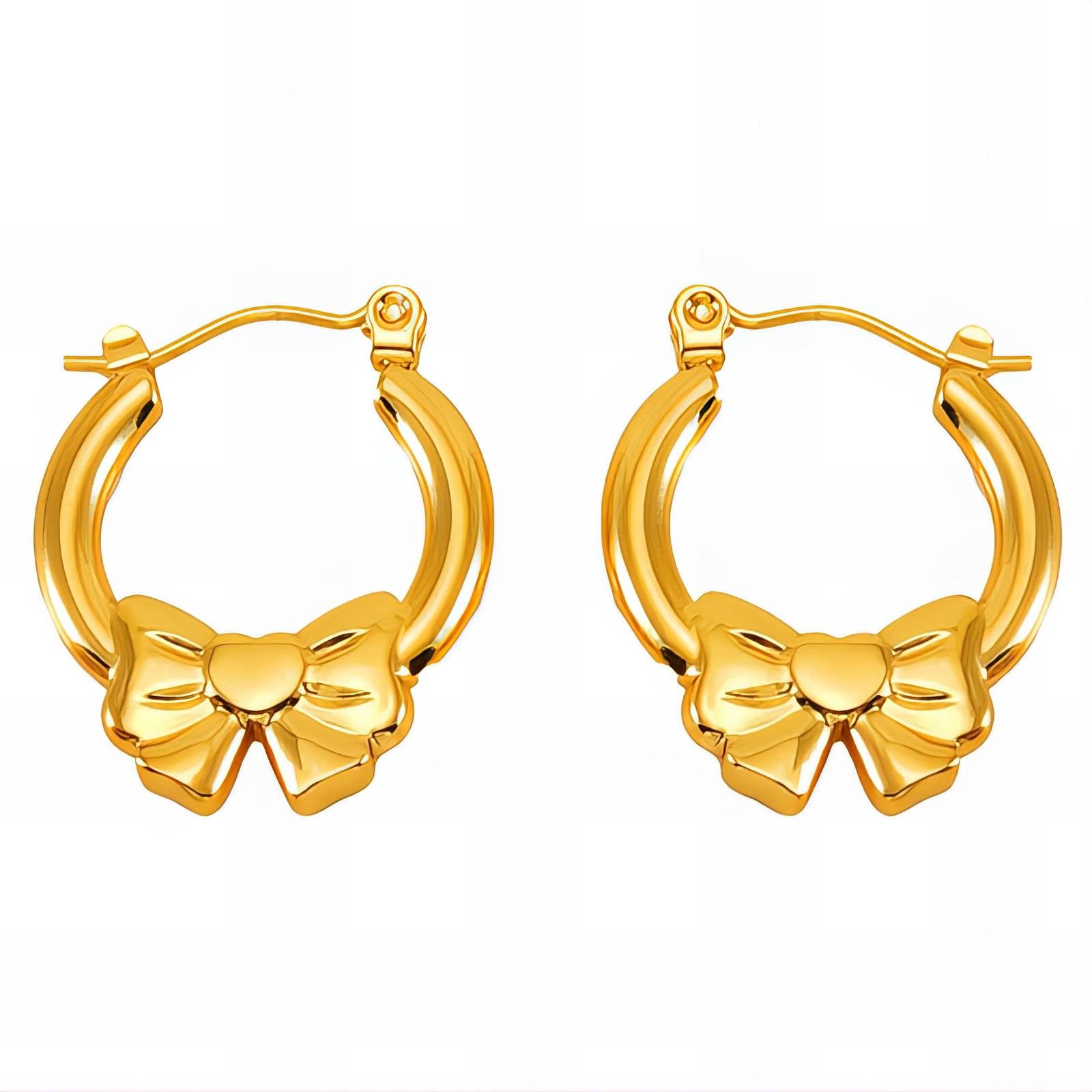 Hearts Earrings, 18K Gold Plated Steel