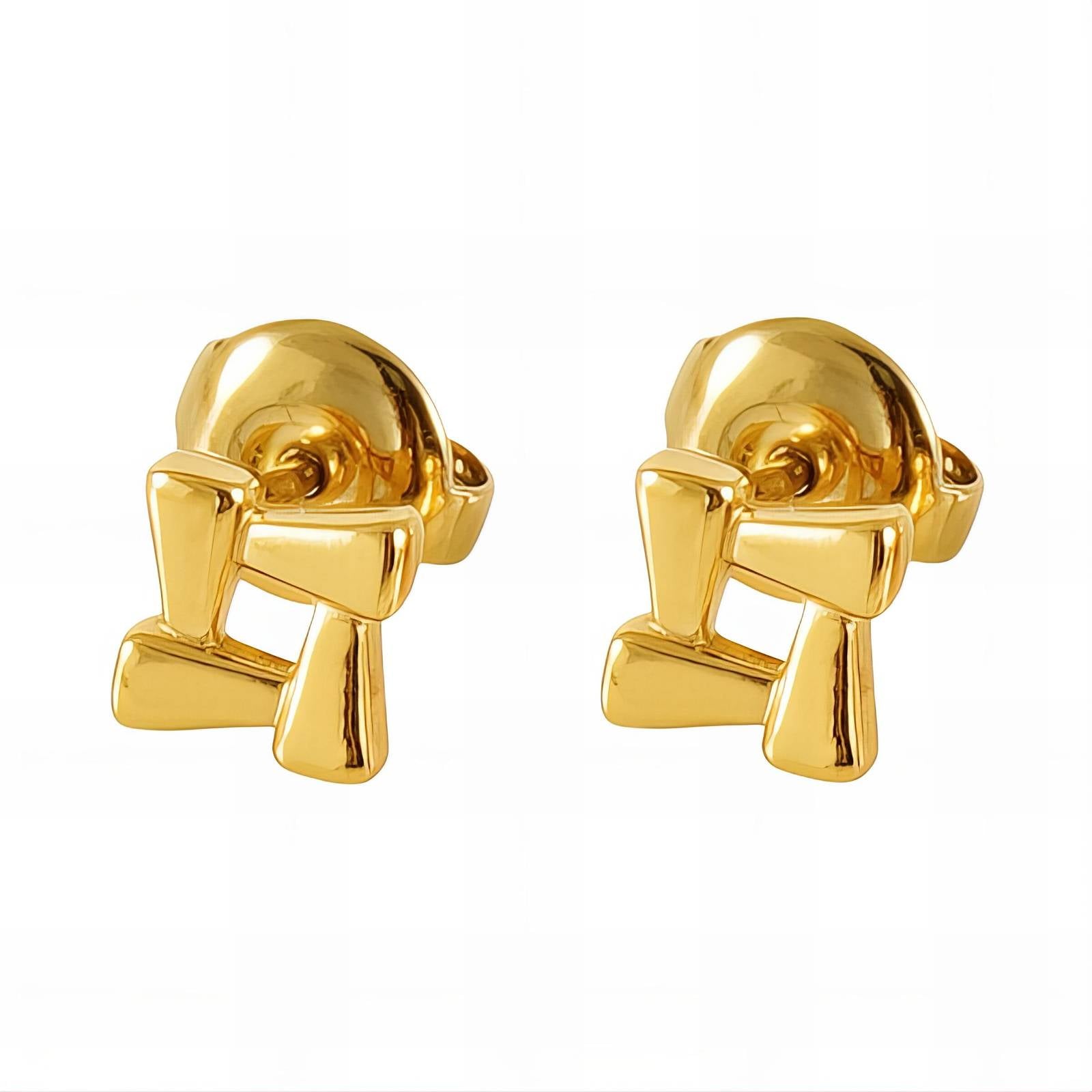 Earrings, 18K Gold Plated Steel