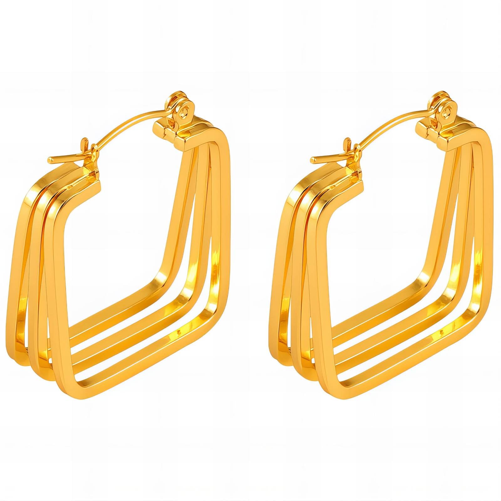 Earrings, 18K Gold Plated Steel