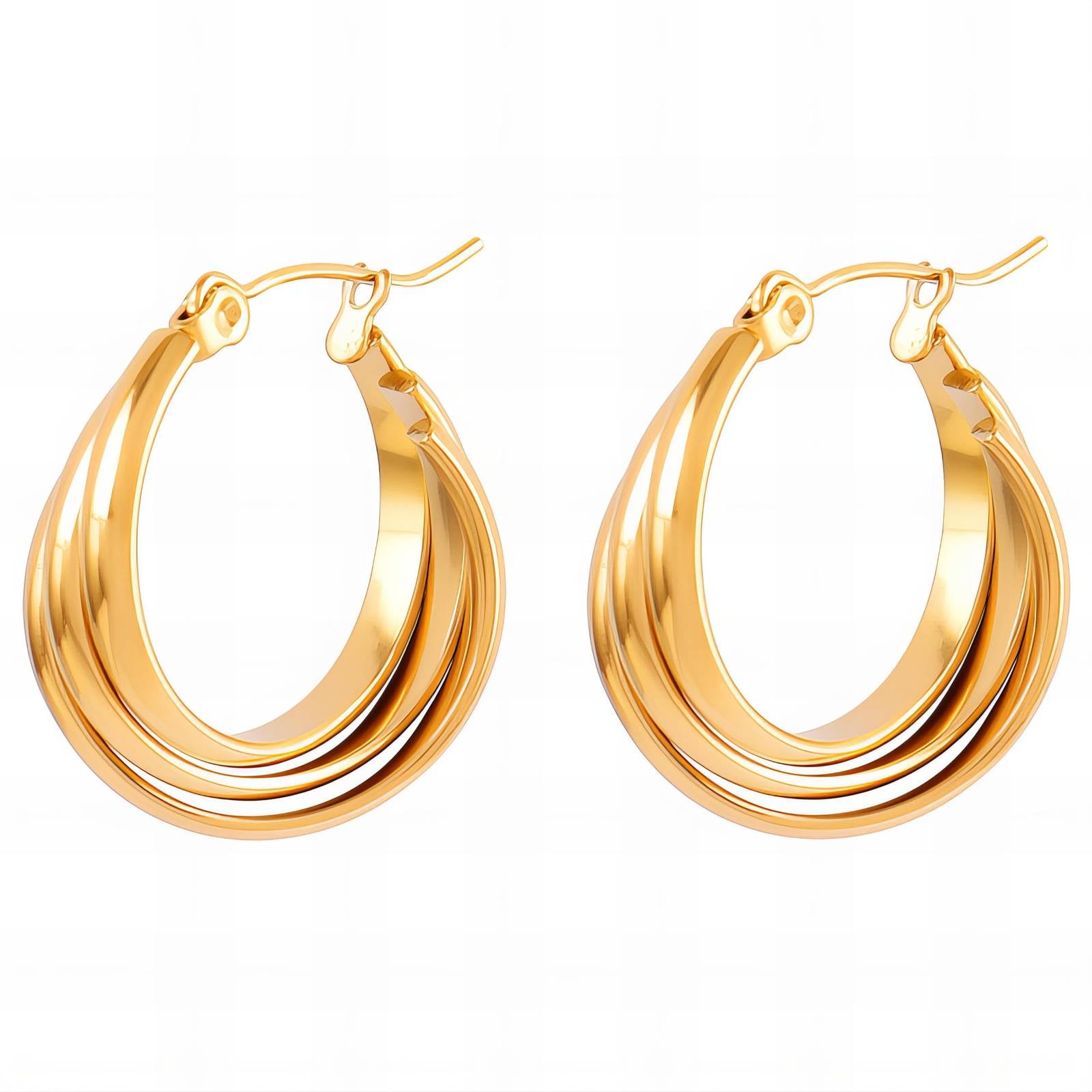 Earrings, 18K Gold Plated Steel