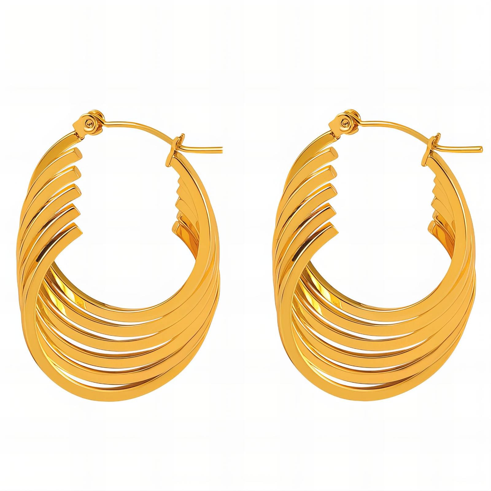 Earrings, 18K Gold Plated Steel