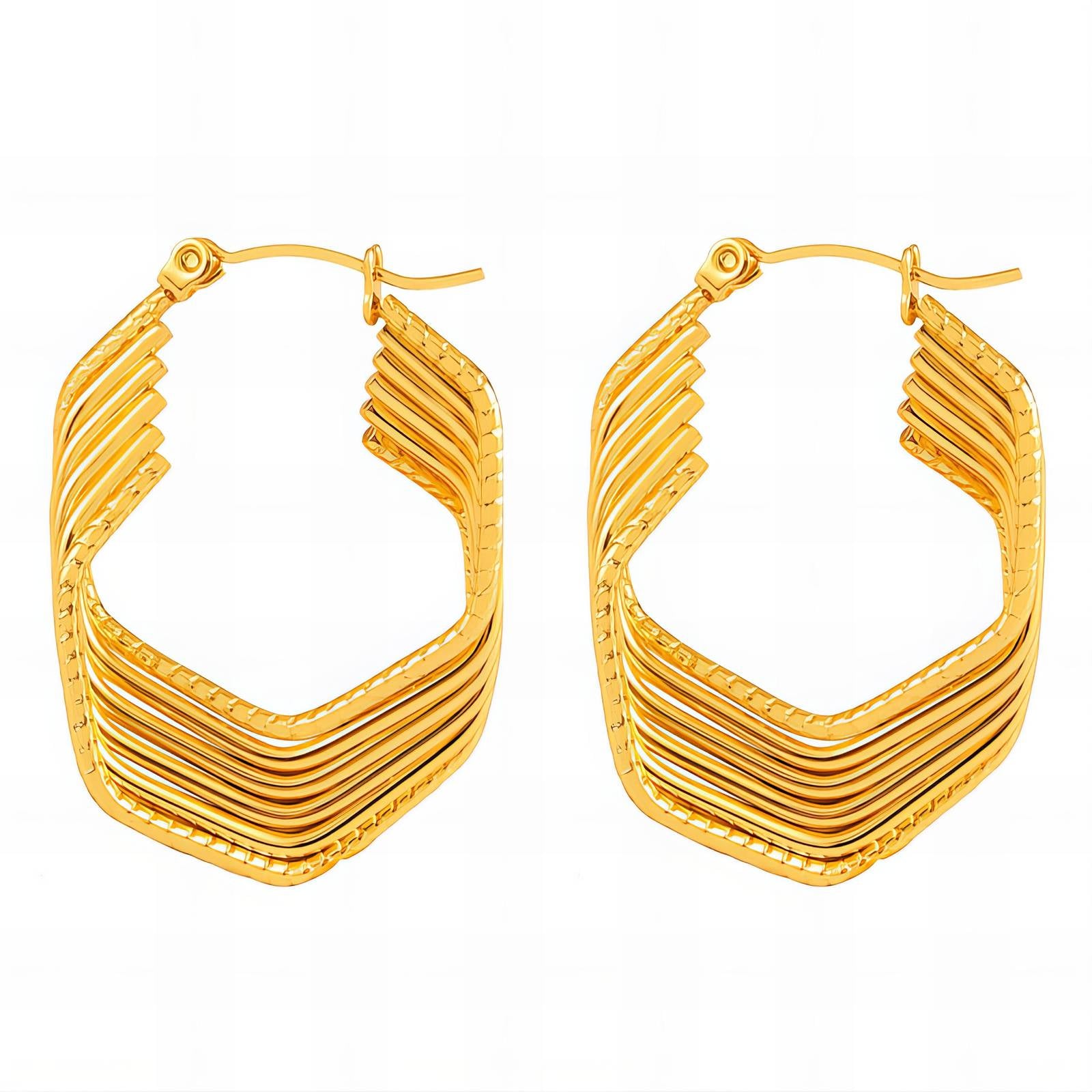 Earrings, 18K Gold Plated Steel