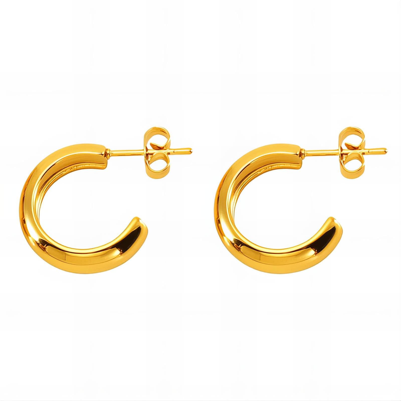 Earrings, 18K Gold Plated Steel