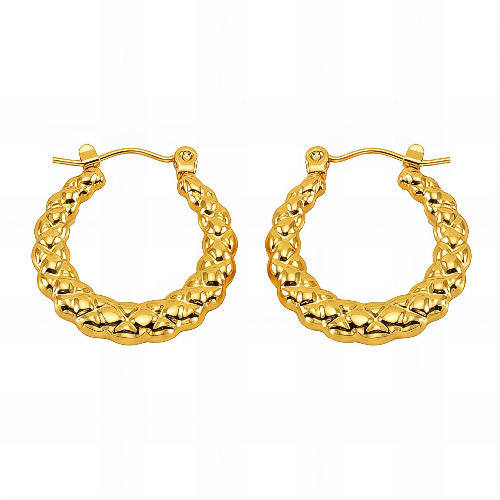 Earrings, 18K Gold Plated Steel