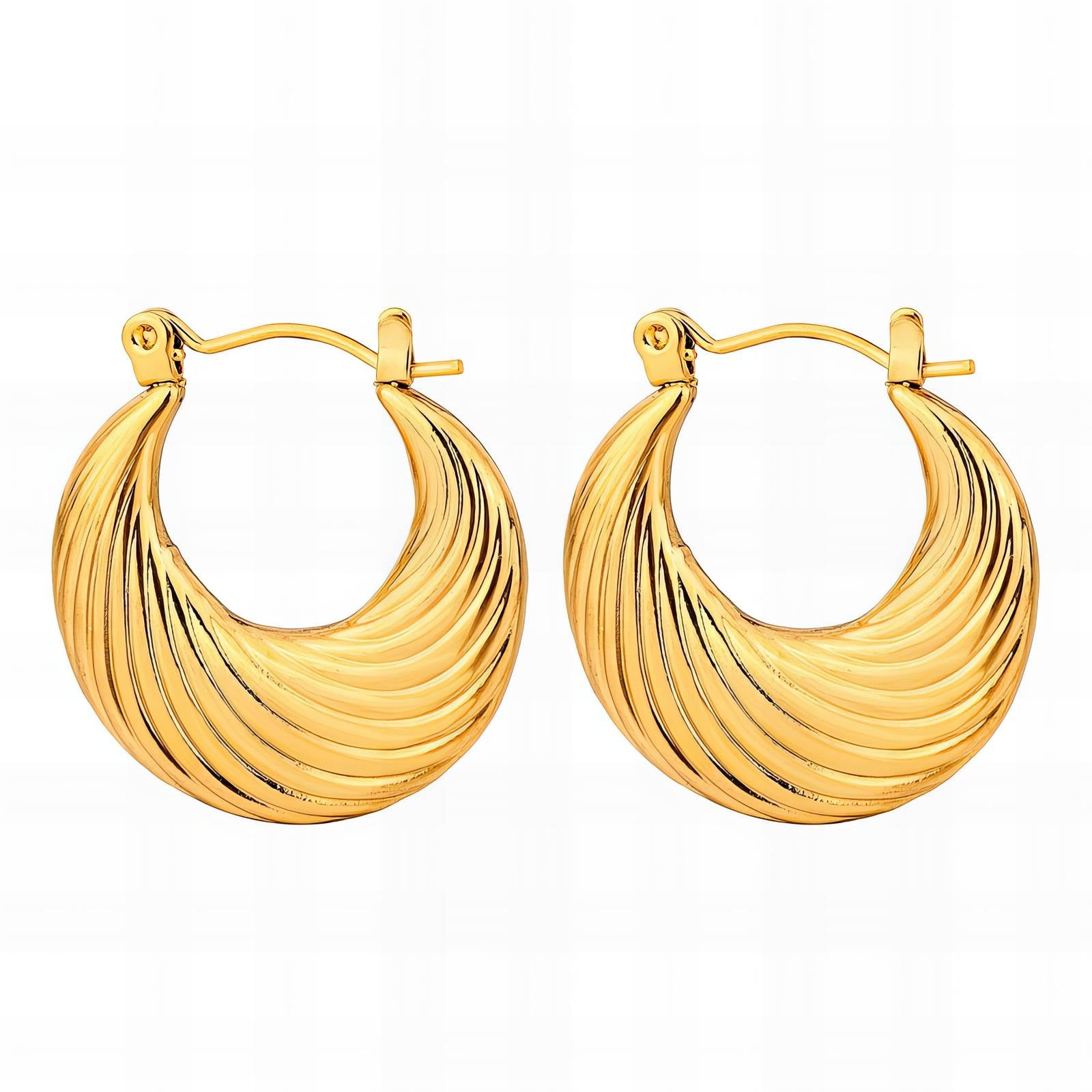 Earrings, 18K Gold Plated Steel