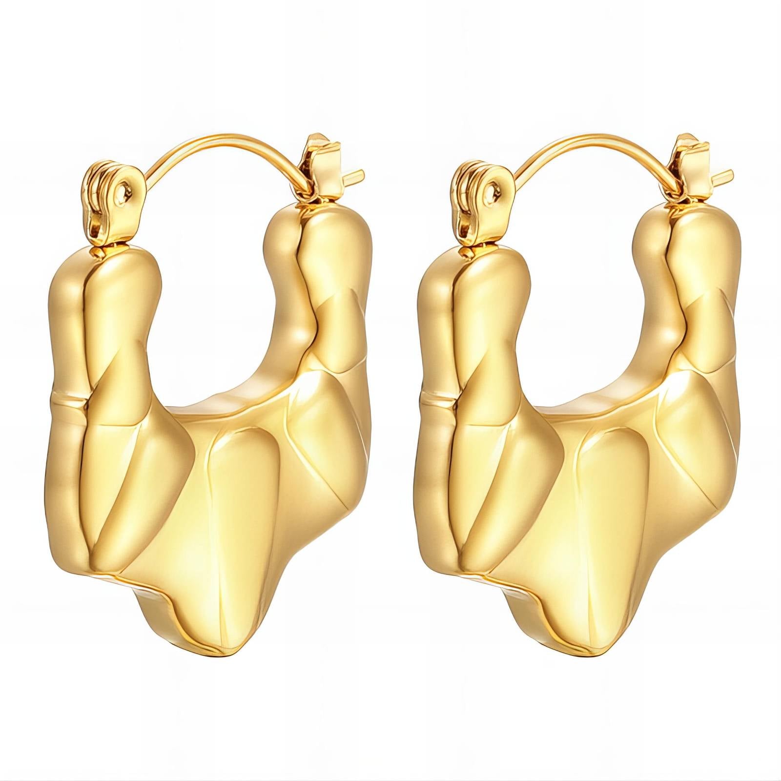 Earrings, 18K Gold Plated Steel