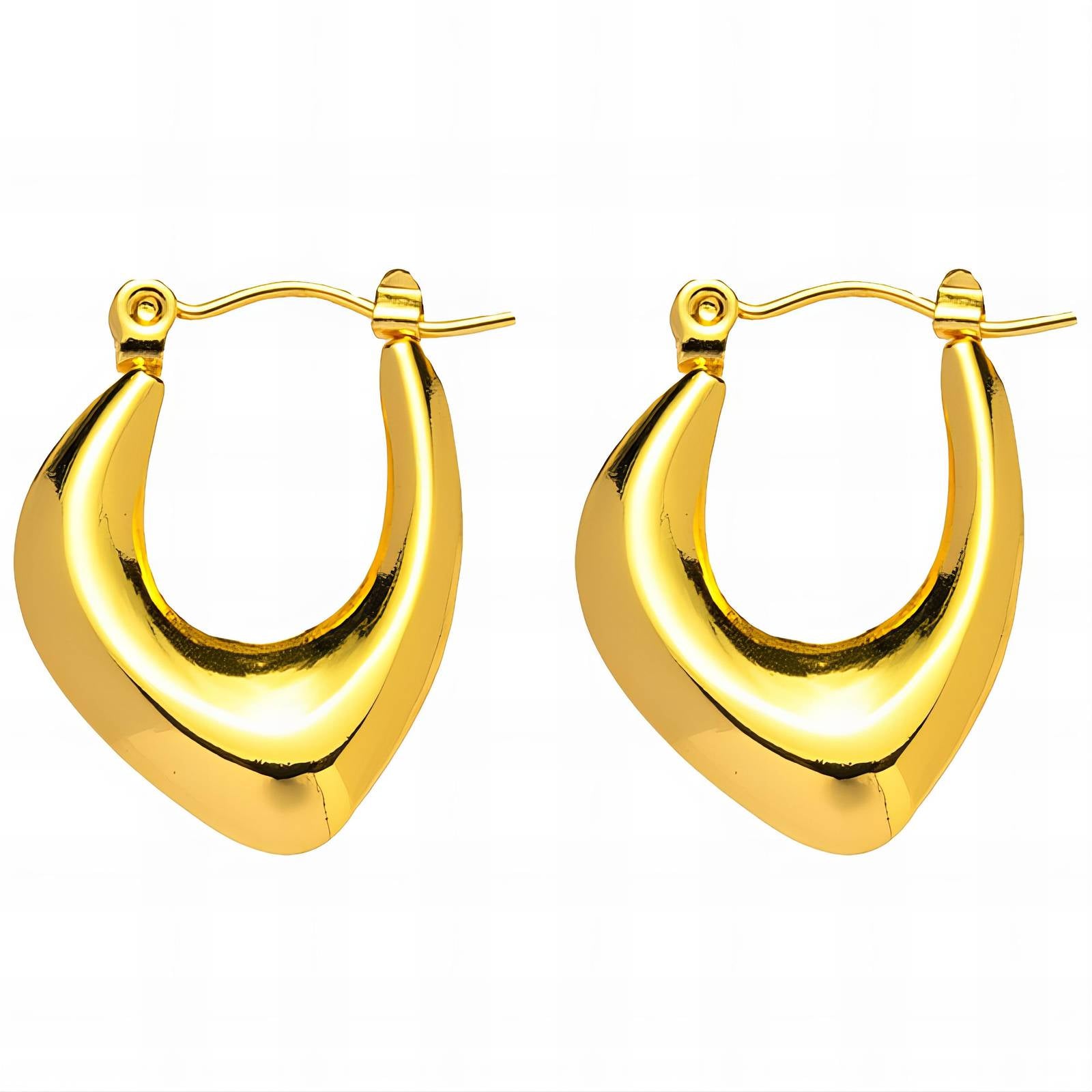 Earrings, 18K Gold Plated Steel