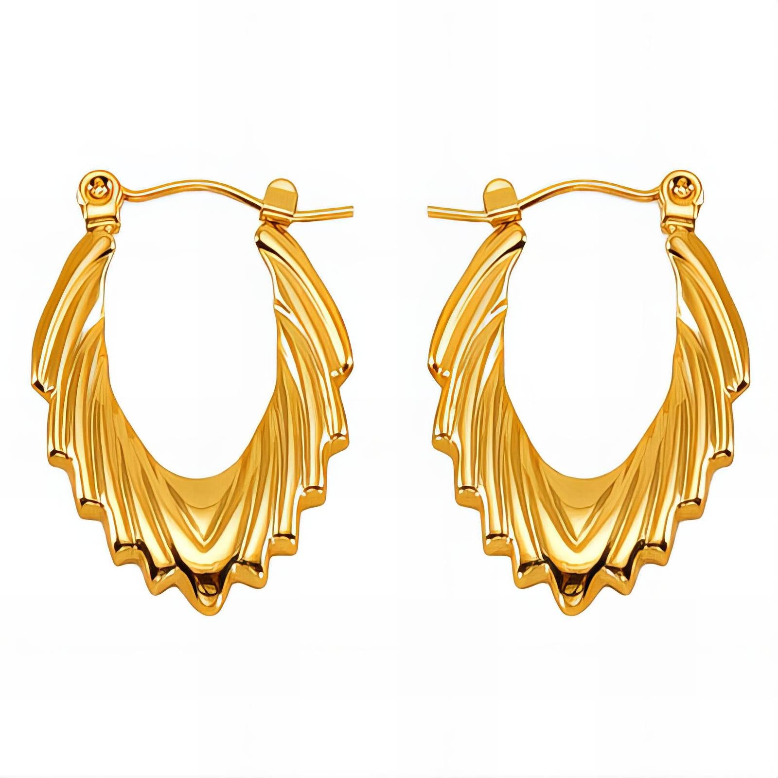 Earrings, 18K Gold Plated Steel