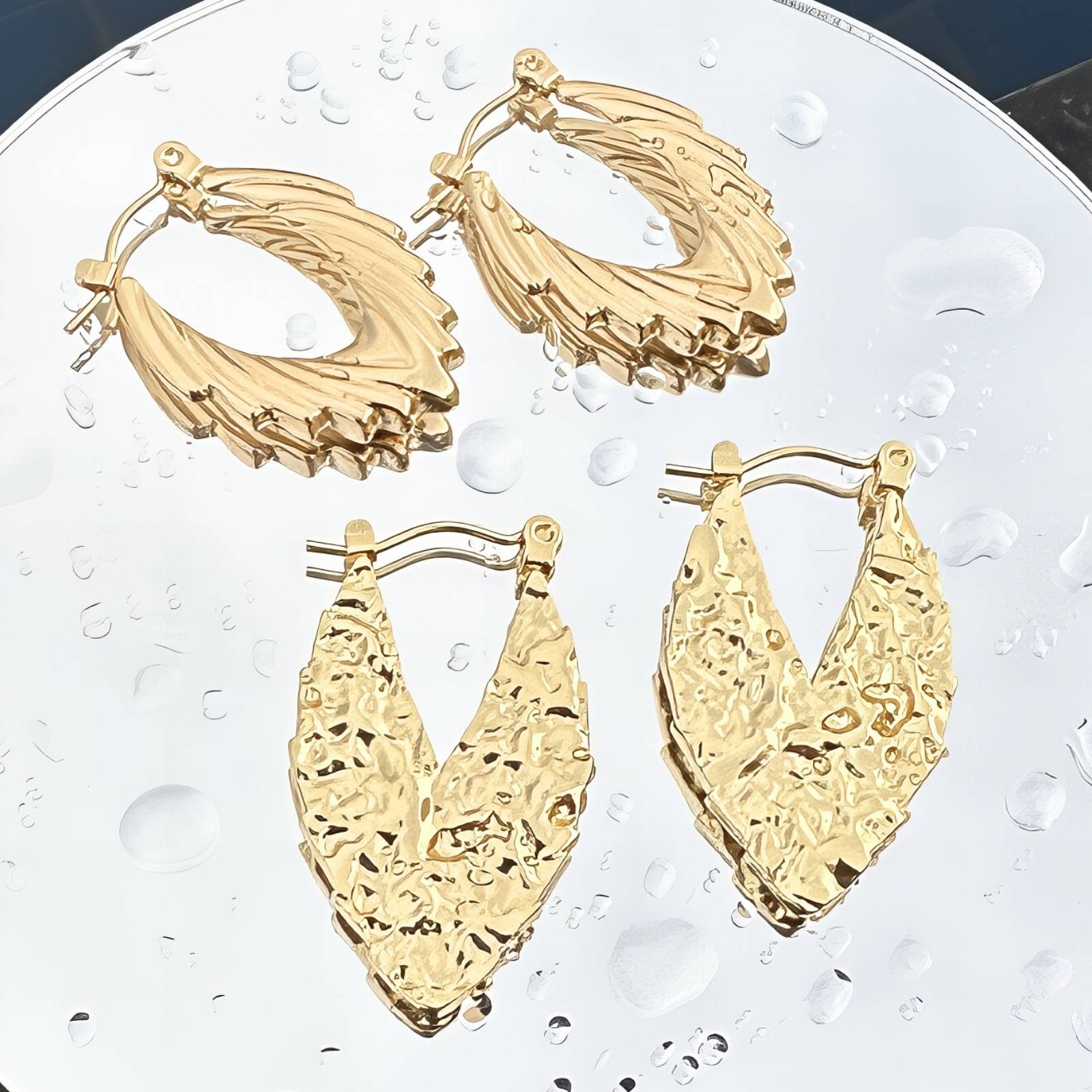 Earrings, 18K Gold Plated Steel