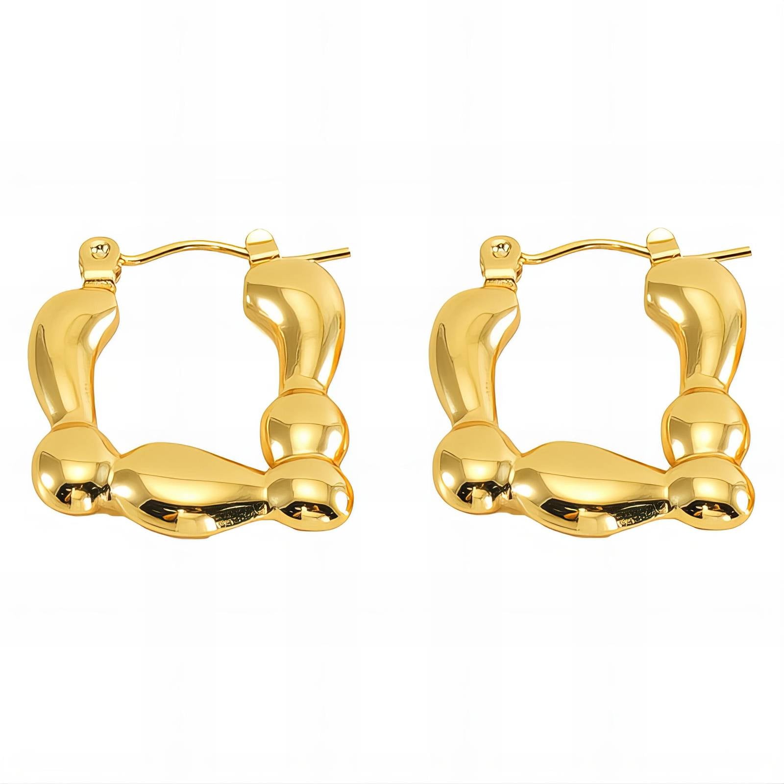 Earrings, 18K Gold Plated Steel