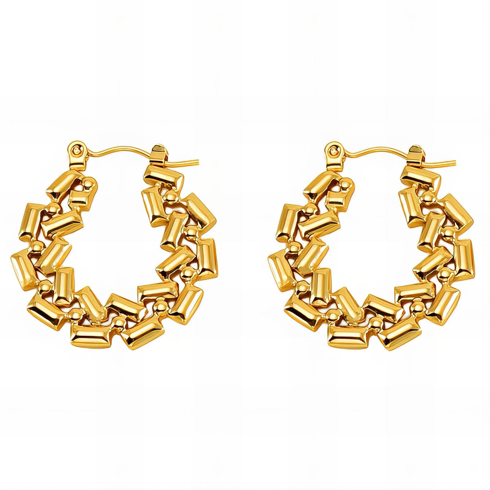 Earrings, 18K Gold Plated Steel