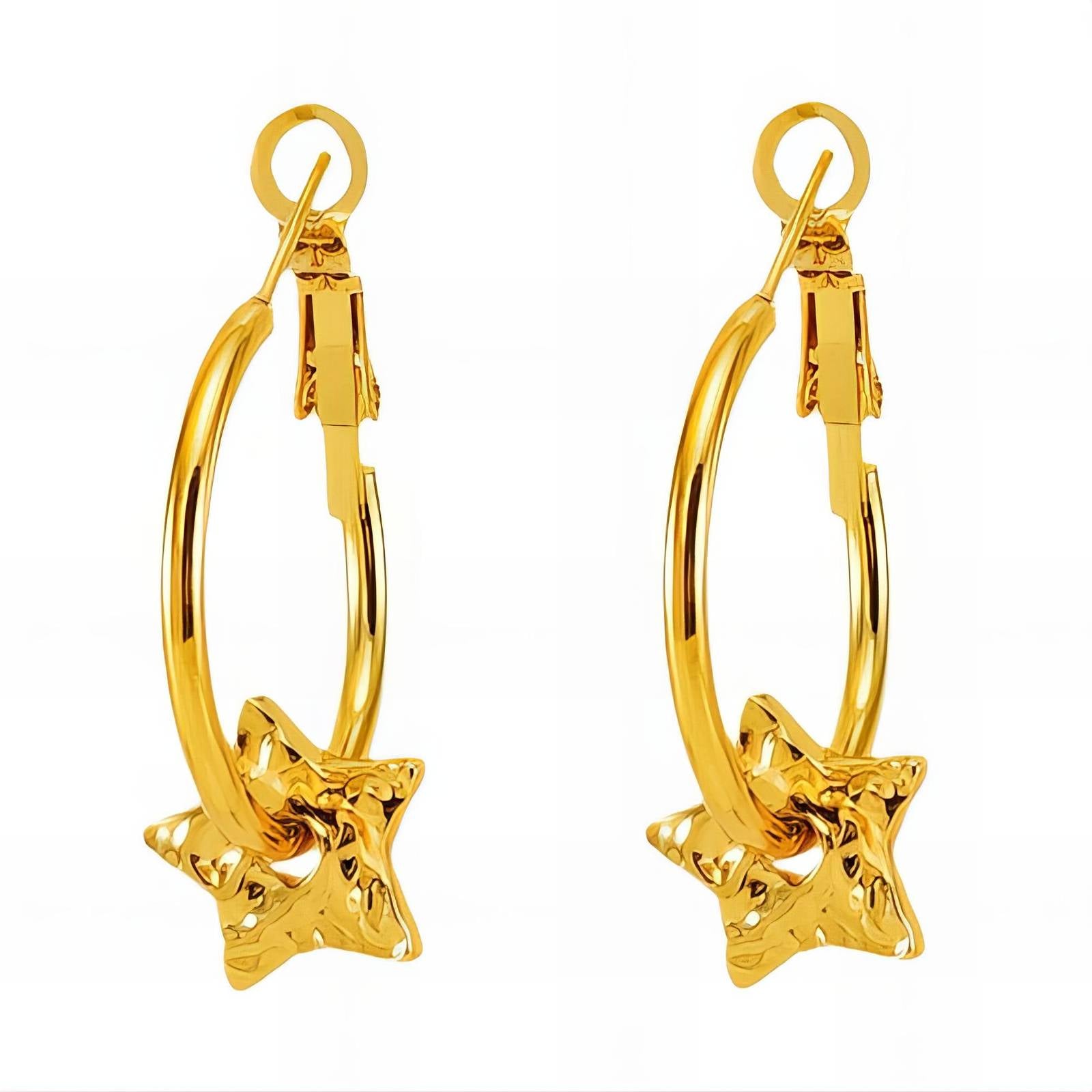 Stars Earrings, 18K Gold Plated Steel