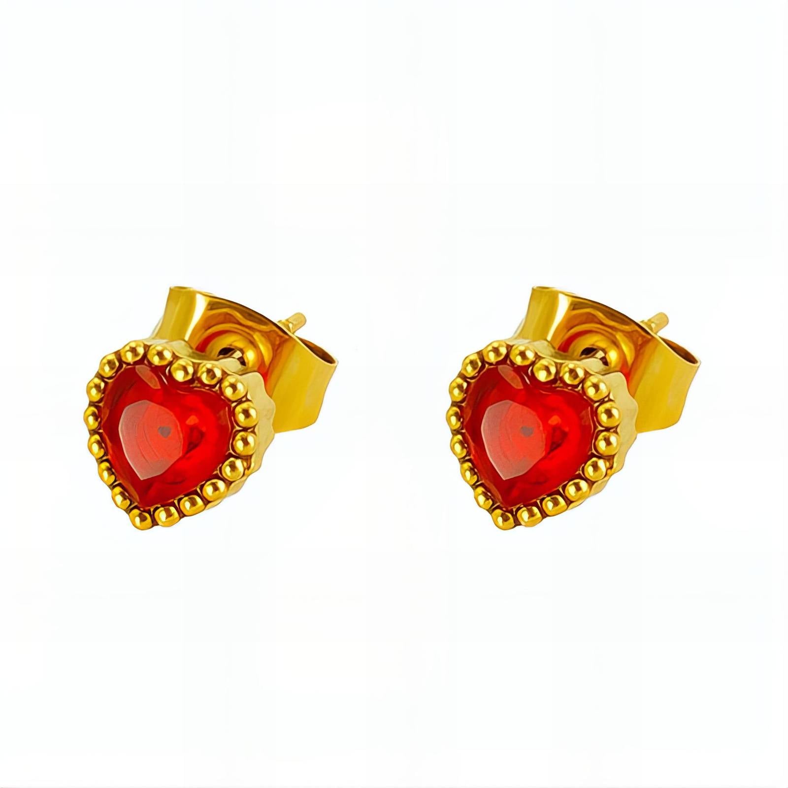 Hearts Earrings, 18K Gold Plated Steel