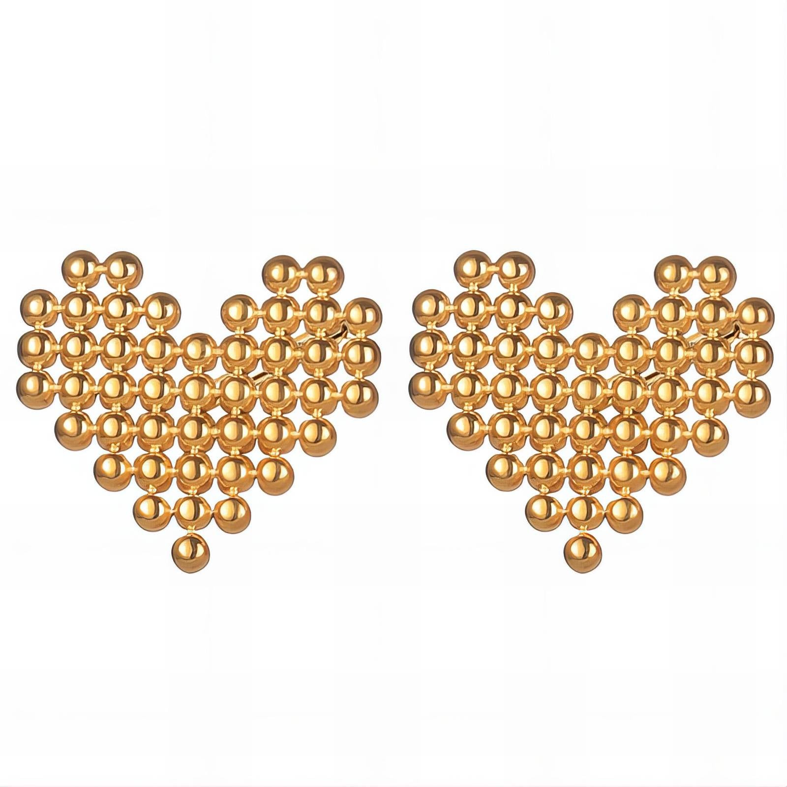 Hearts Earrings, 18K Gold Plated Steel