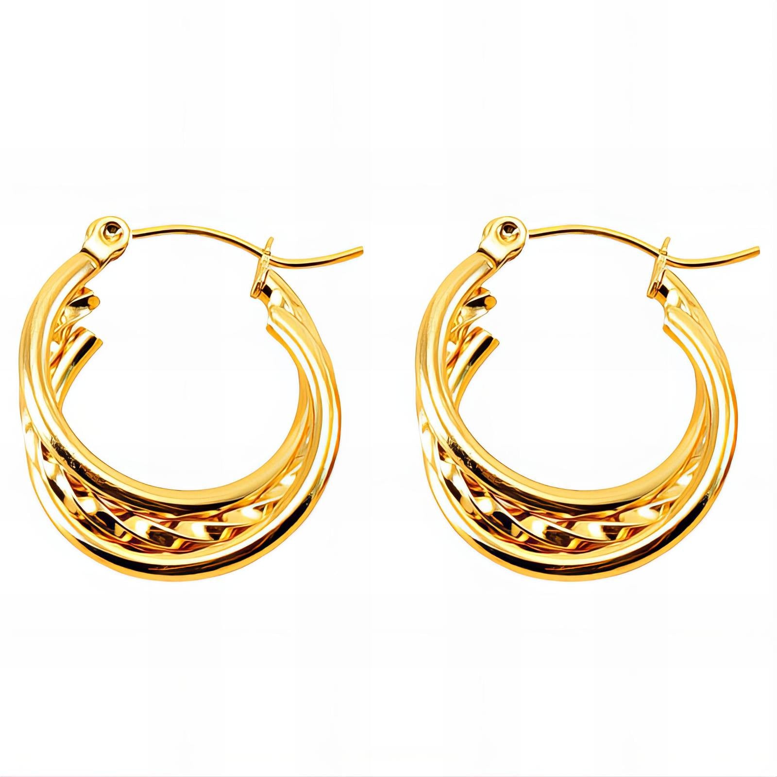 Earrings, 18K Gold Plated Steel