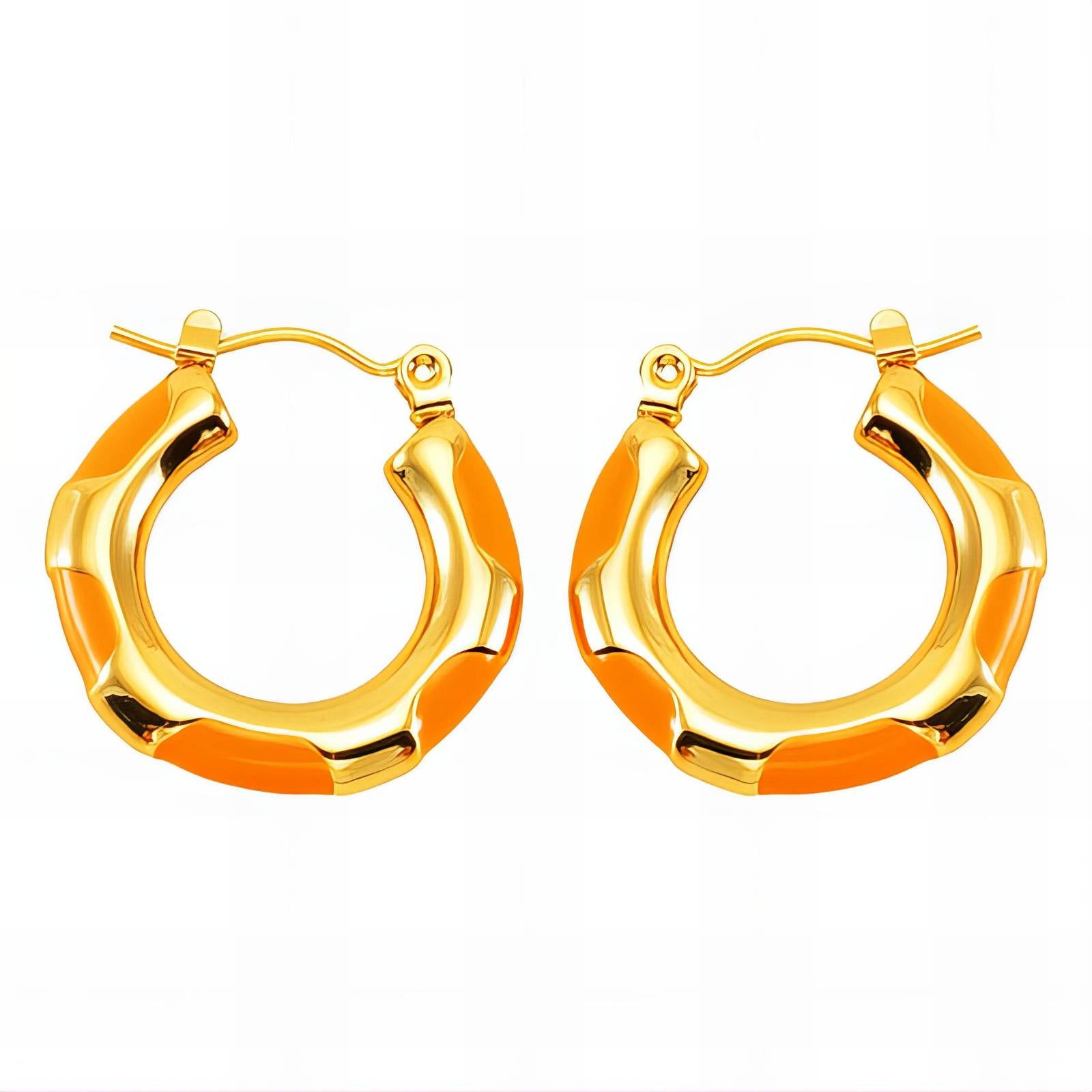 Earrings, 18K Gold Plated Steel