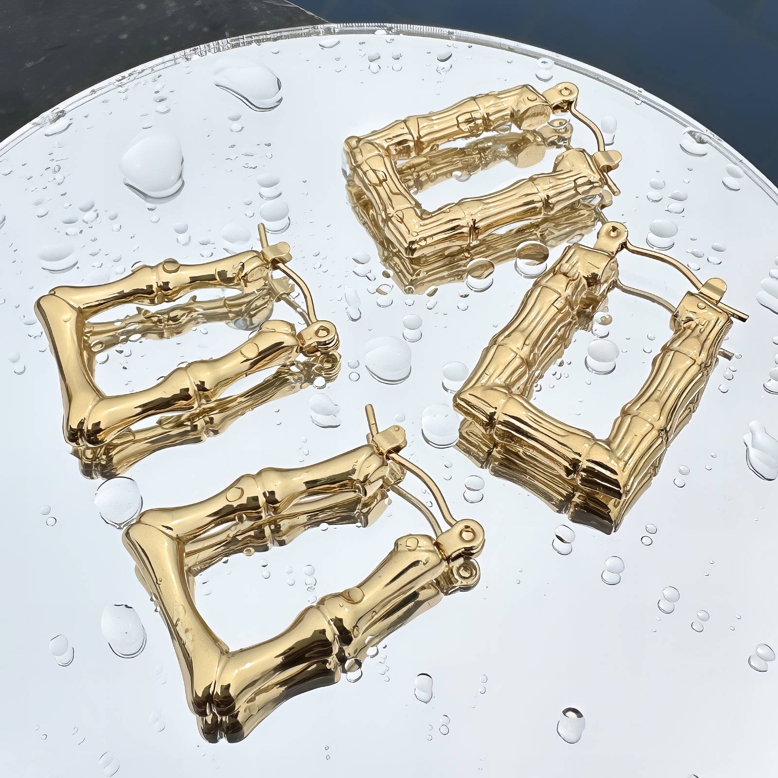 Earrings, 18K Gold Plated Steel