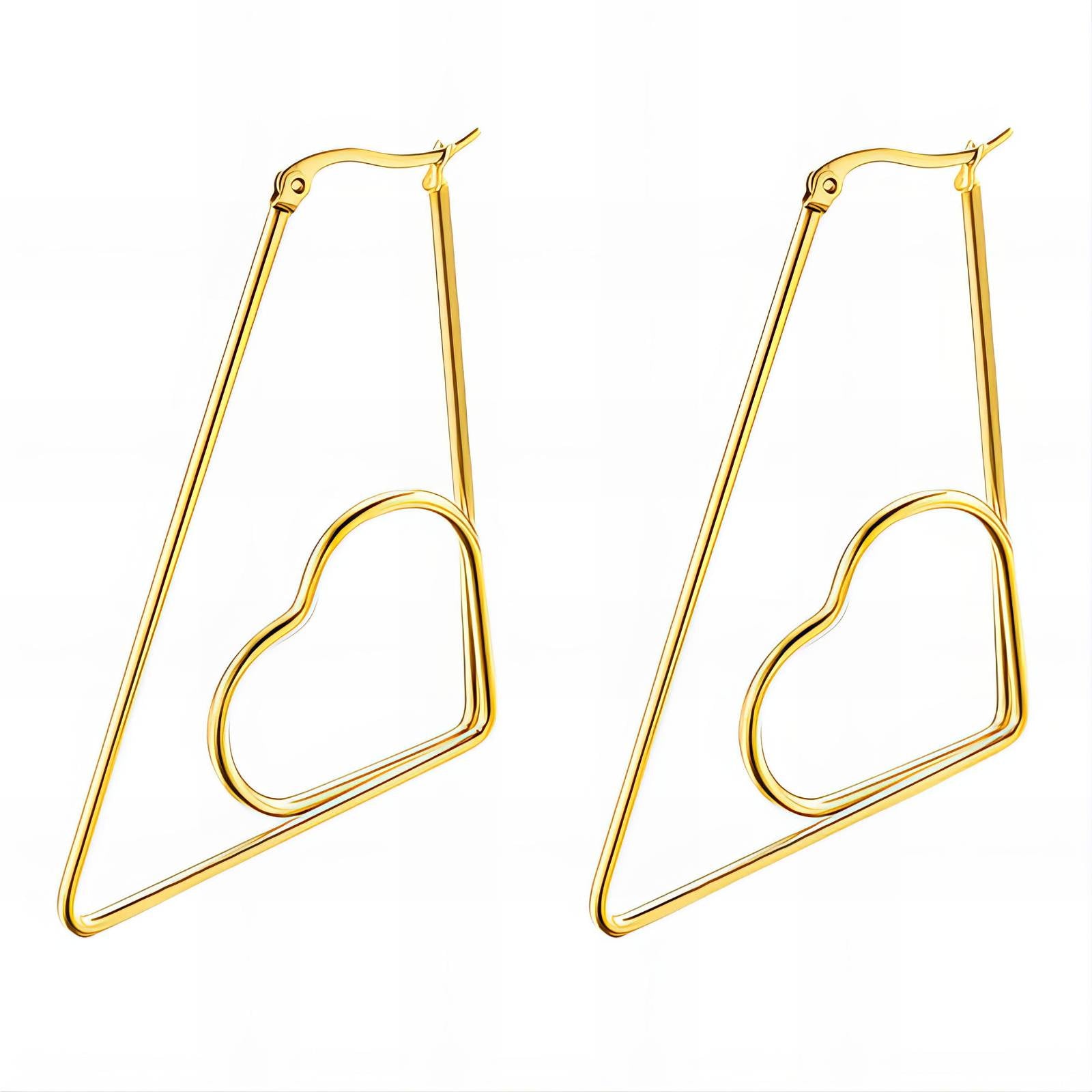Hearts Earrings, 18K Gold Plated Steel