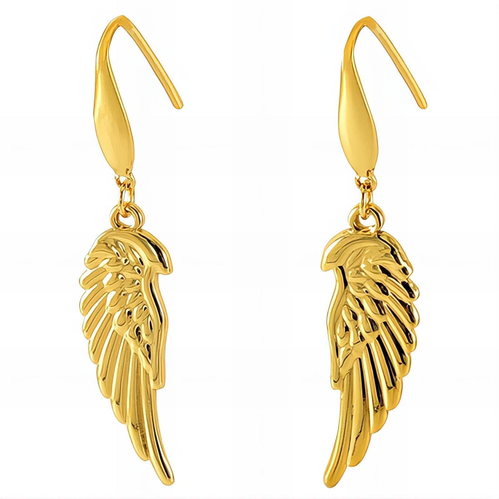 Wings Earrings, 18K Gold Plated Steel