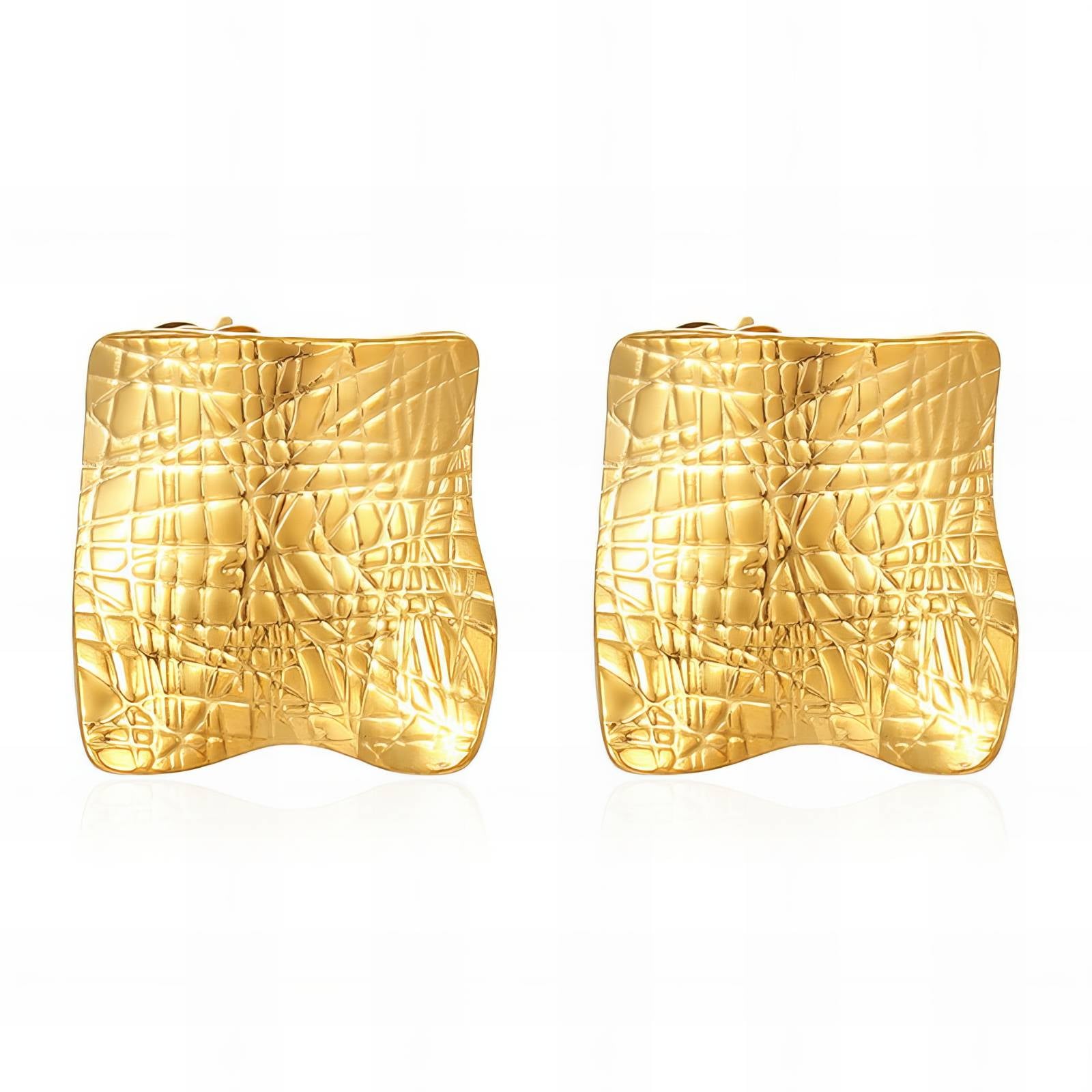 Earrings, 18K Gold Plated Steel