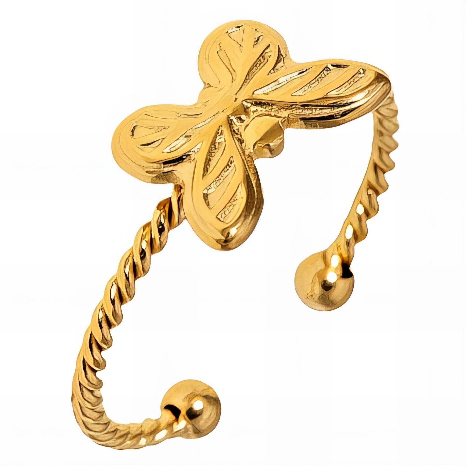 Butterfly Ring, 18K Gold Plated Steel