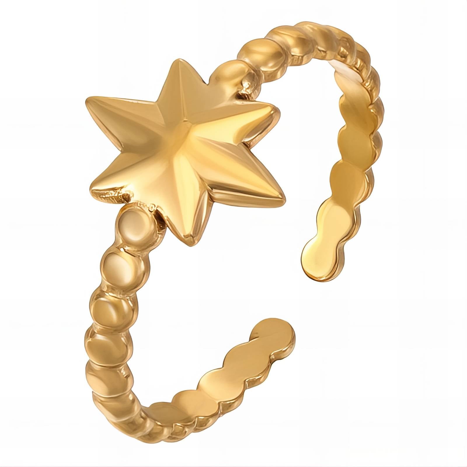 Star Ring, 18K Gold Plated Steel