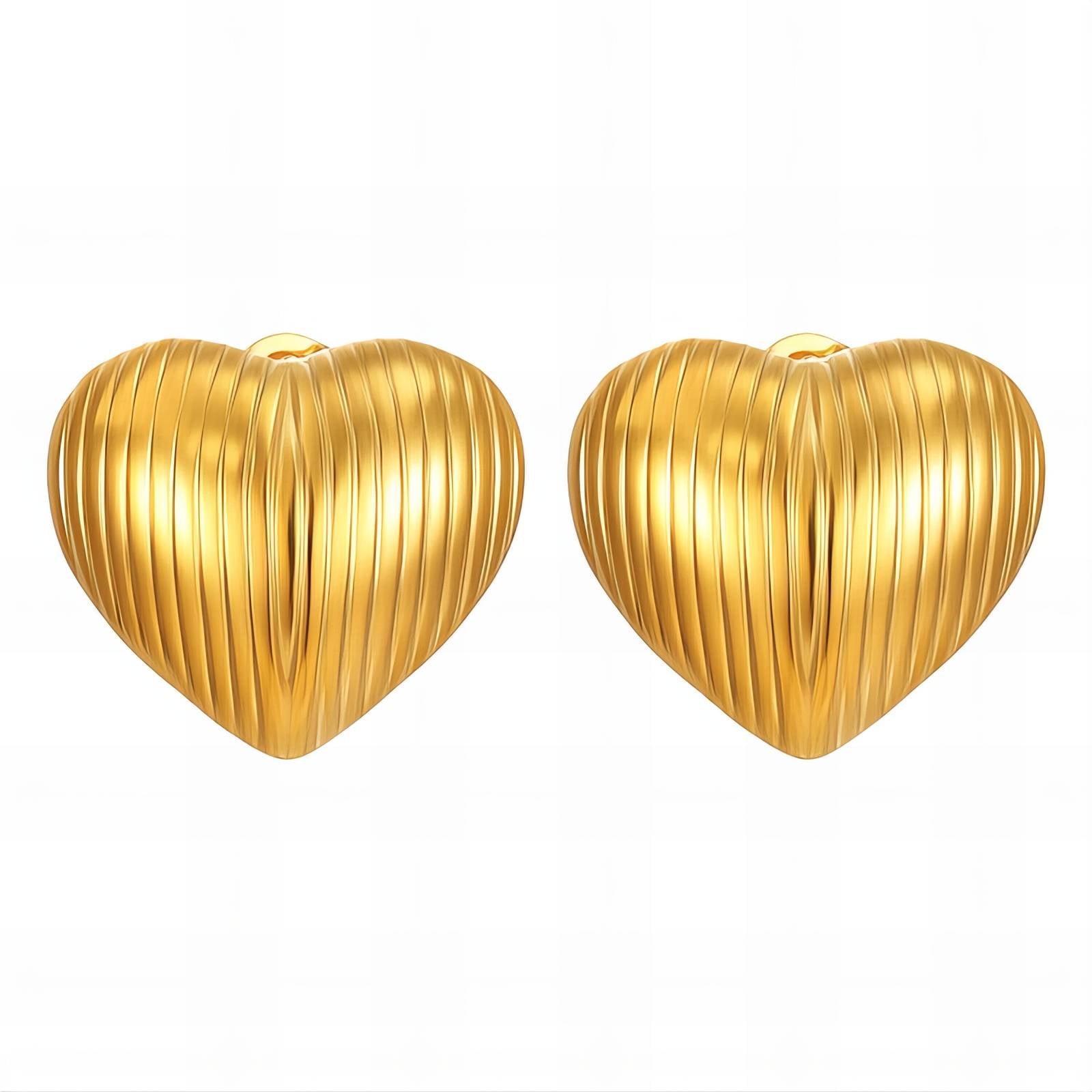 Heart Earrings, 18K Gold Plated Steel
