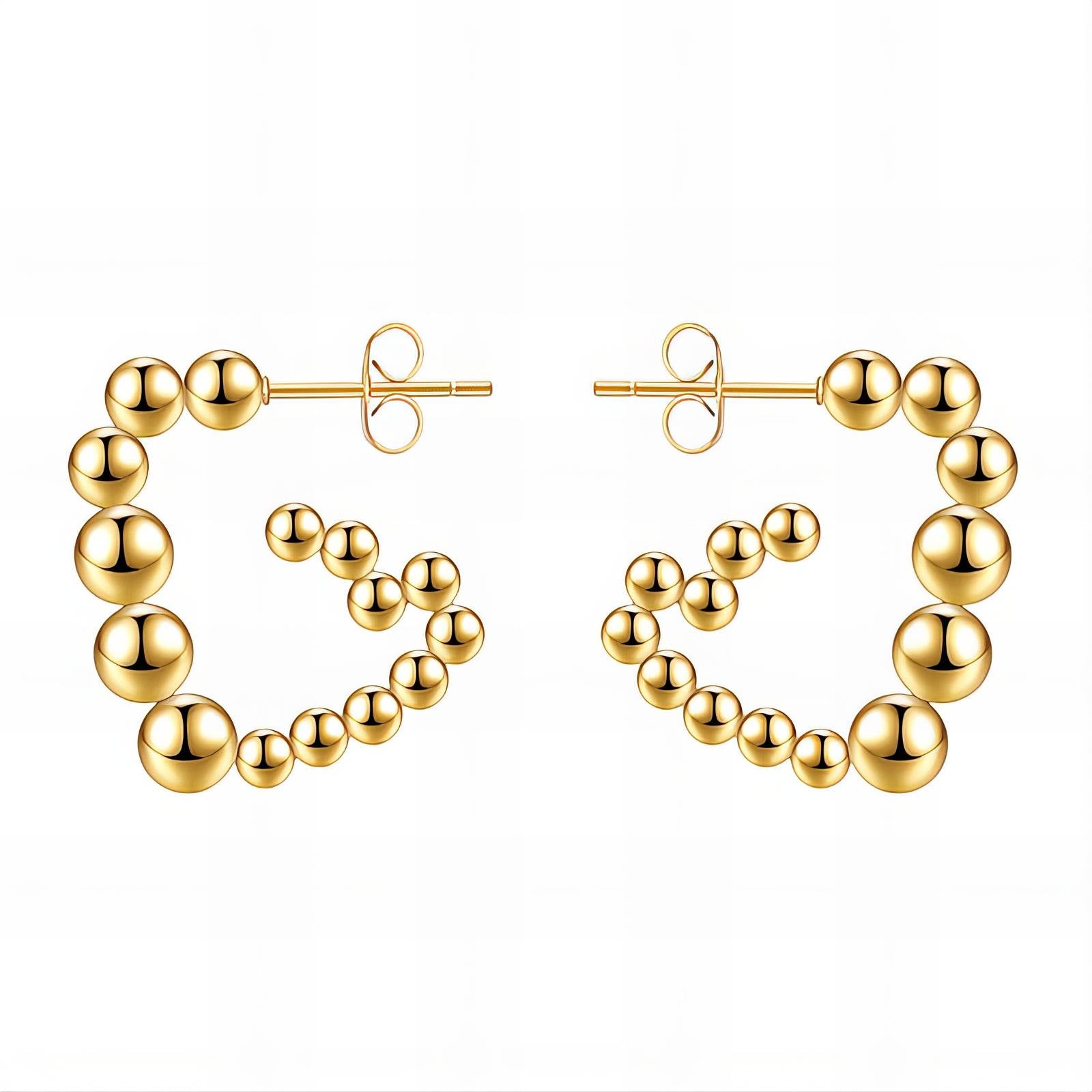 Earrings, 18K Gold Plated Steel