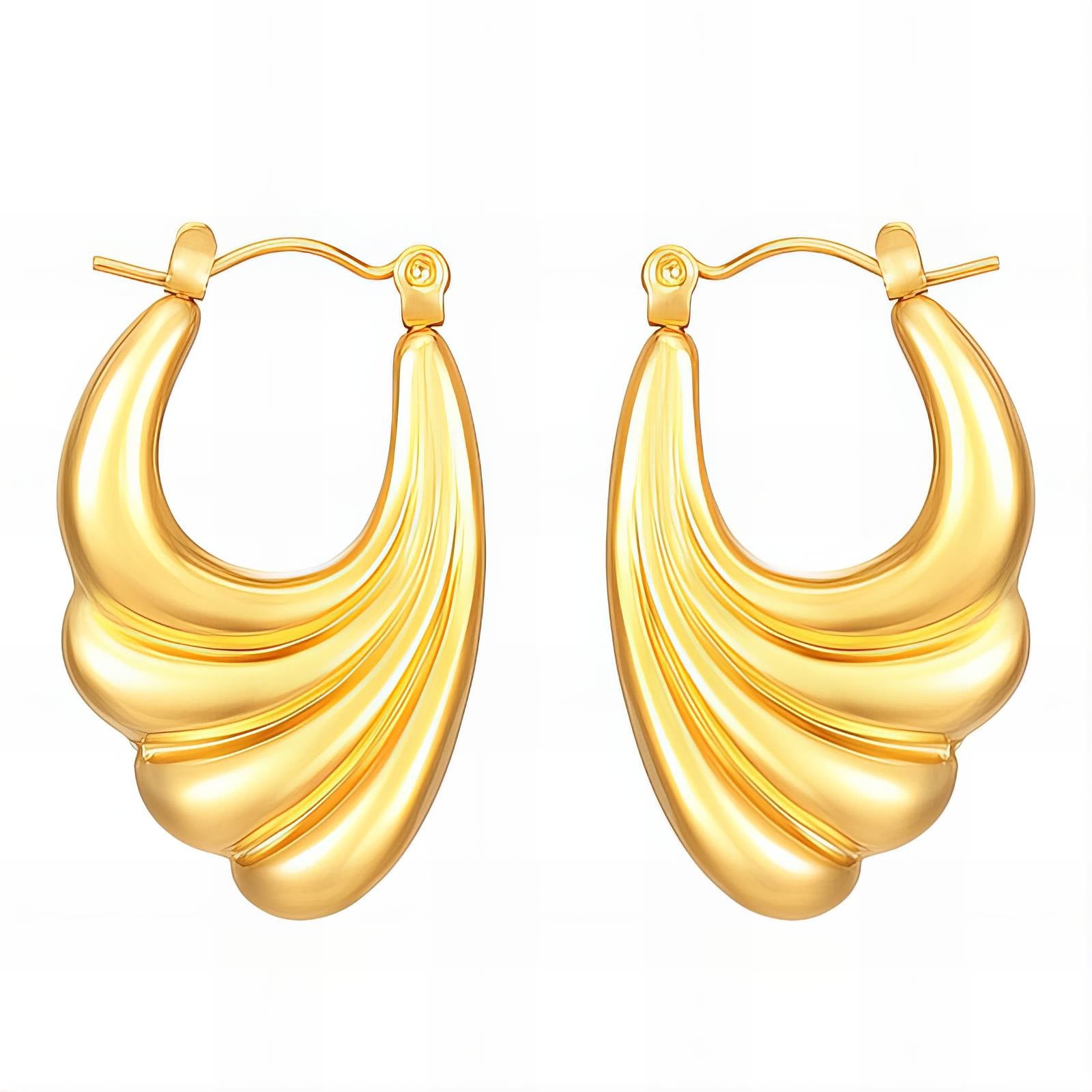 Earrings, 18K Gold Plated Steel