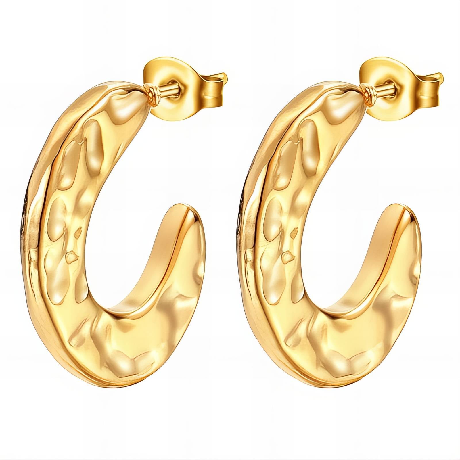 Earrings, 18K Gold Plated Steel
