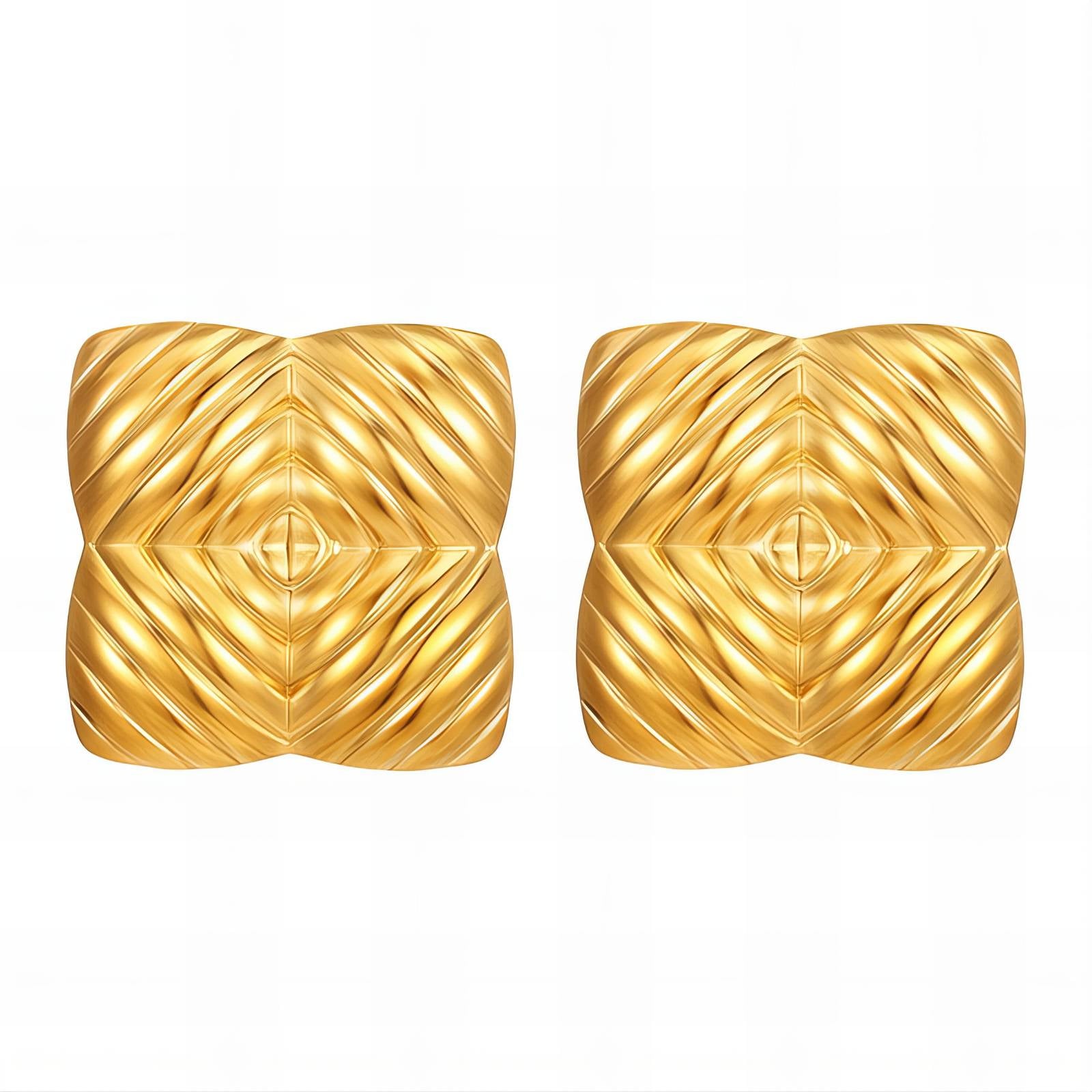 Earrings, 18K Gold Plated Steel
