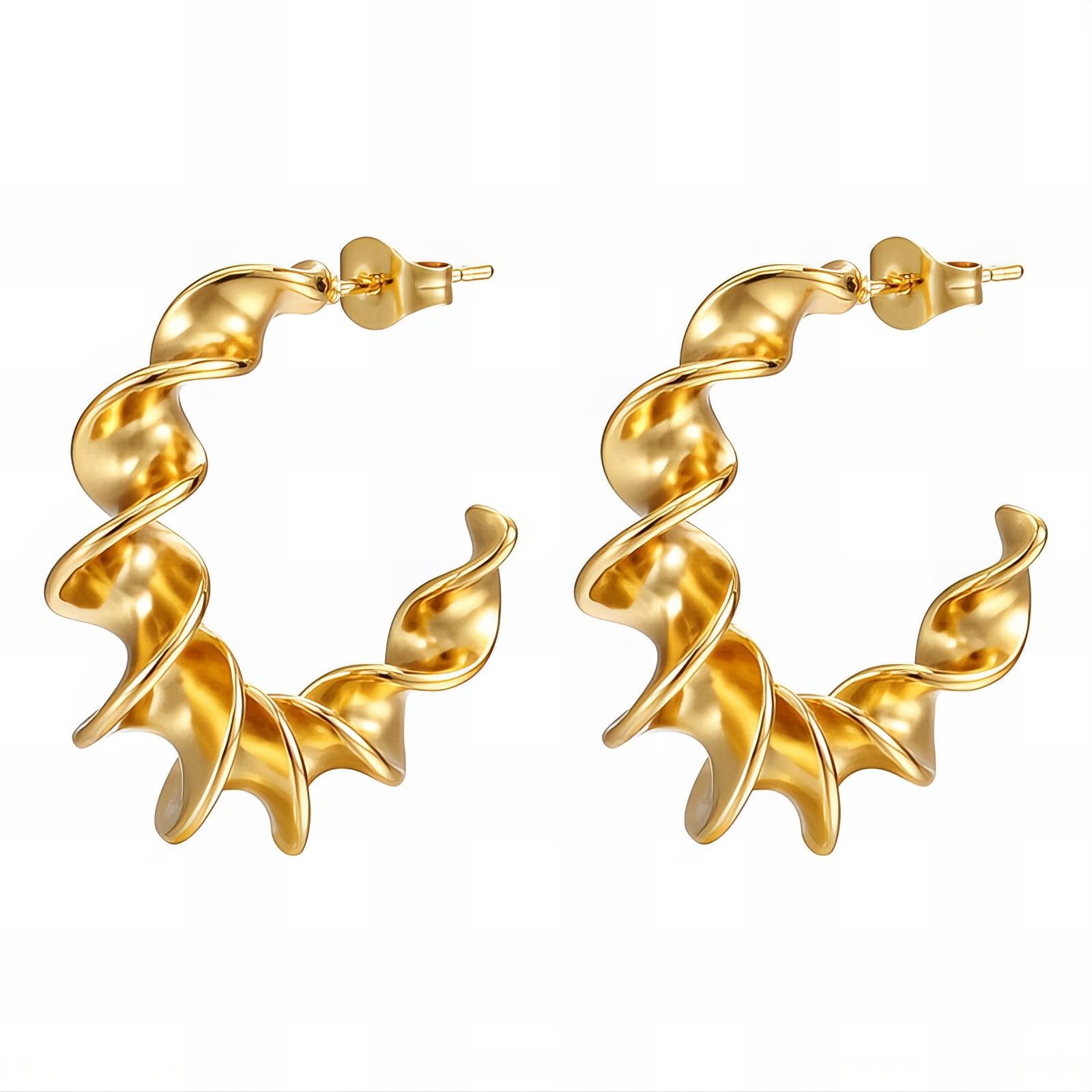 Earrings, 18K Gold Plated Steel