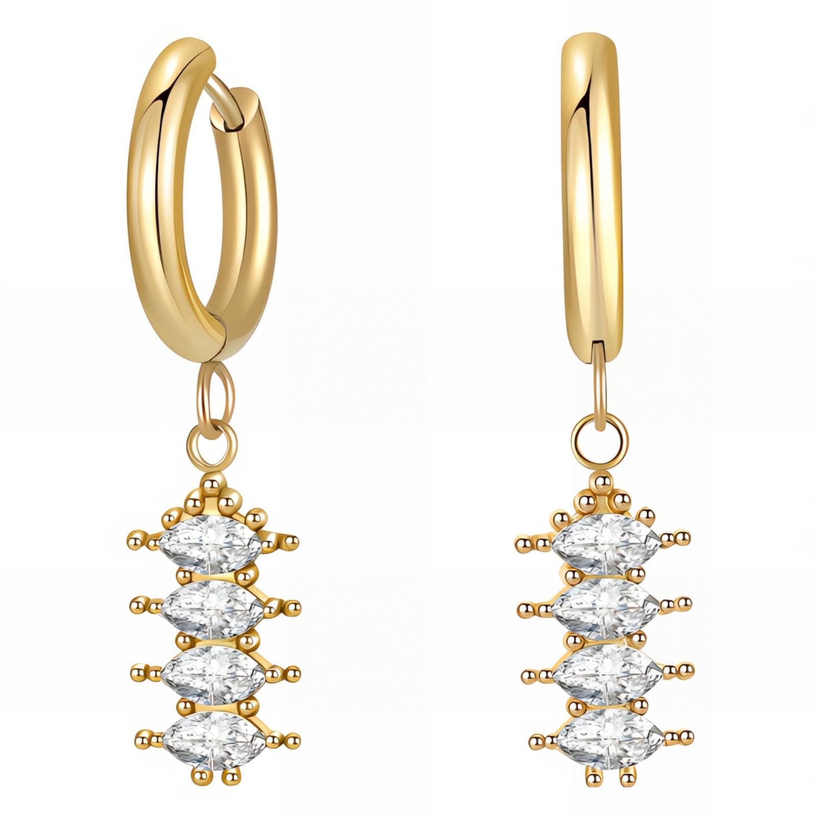 Earrings, 18K Gold Plated Steel