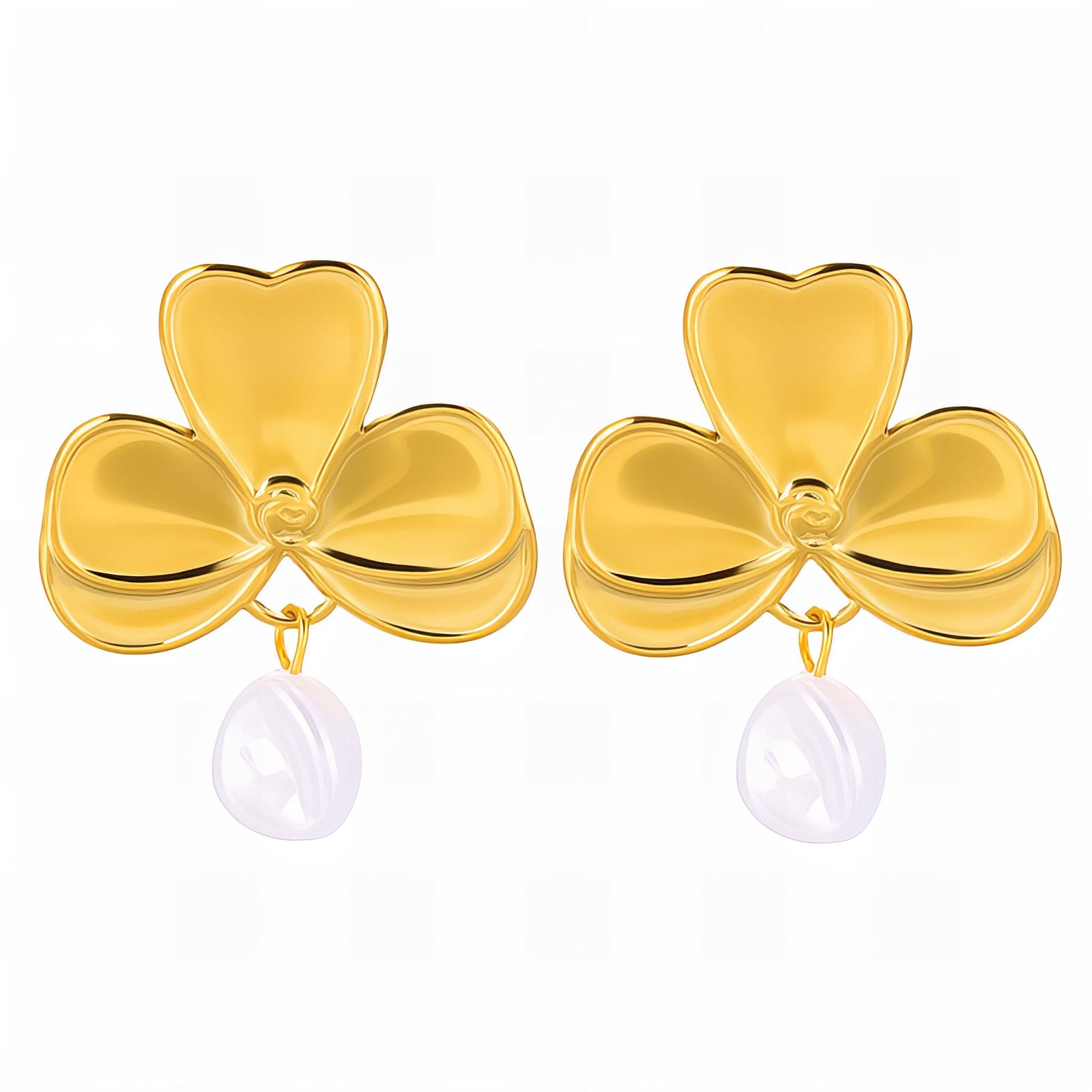 Flowers Earrings, 18K Gold Plated Steel