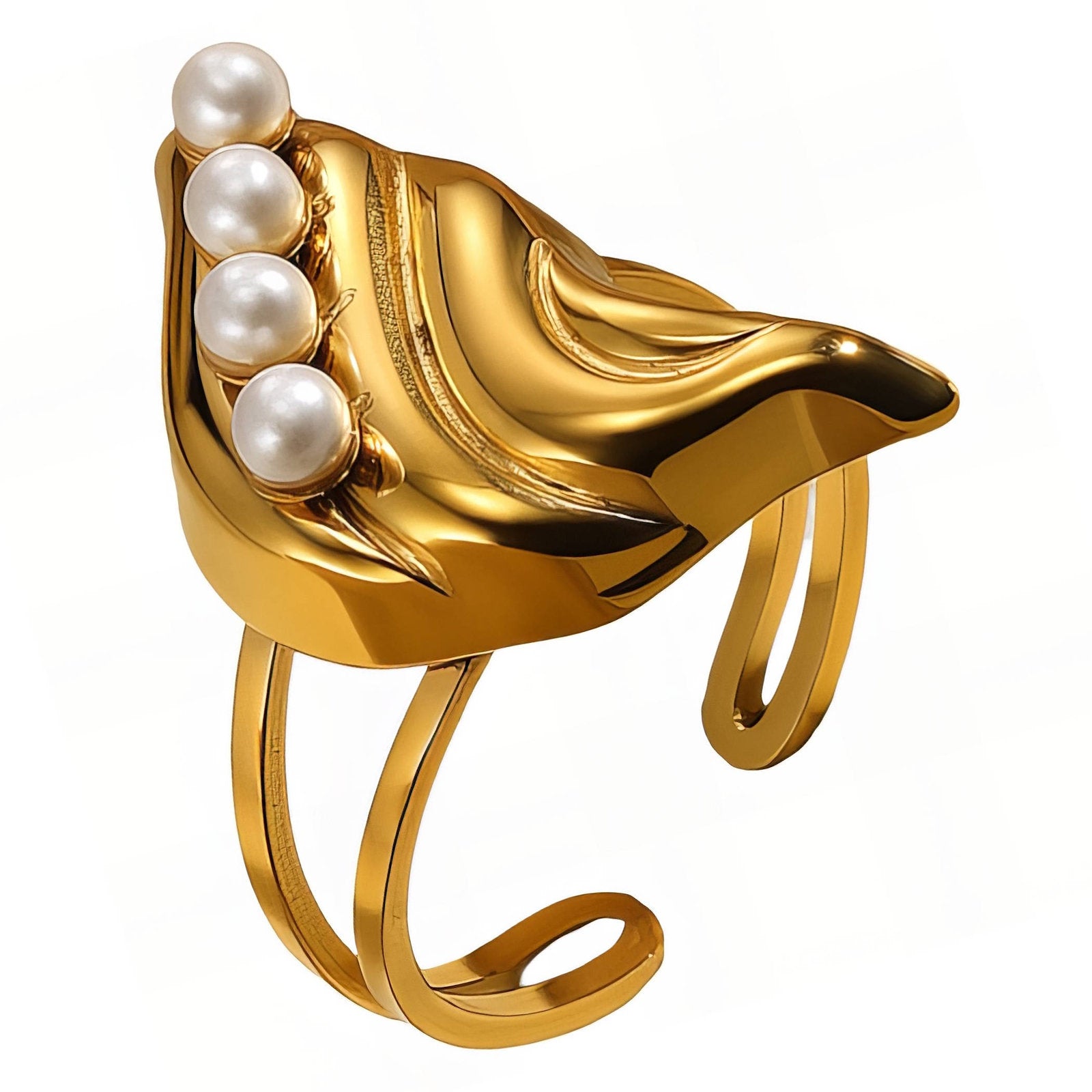 Ring, 18K Gold Plated Steel