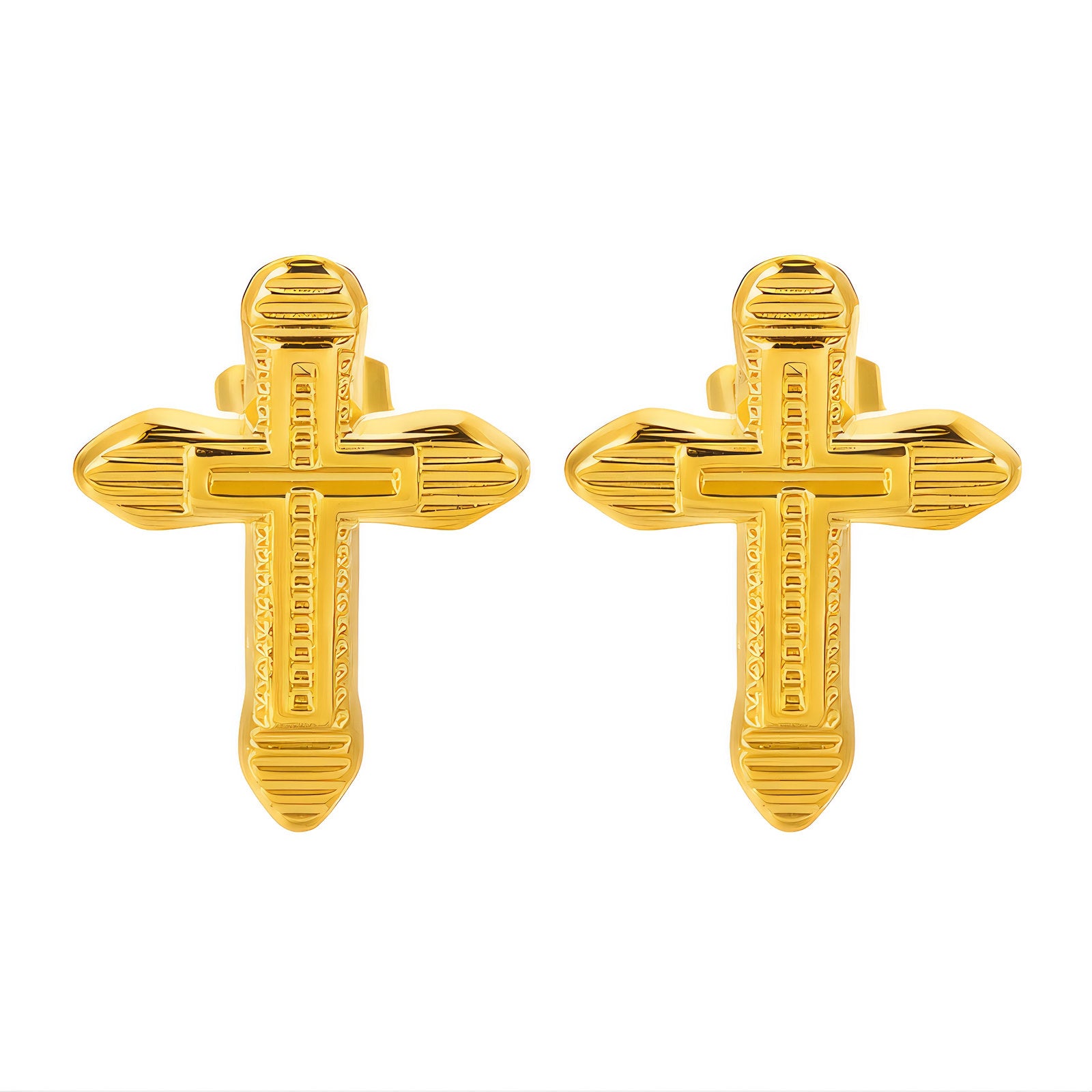 Crosses Earrings, 18K Gold Plated Steel