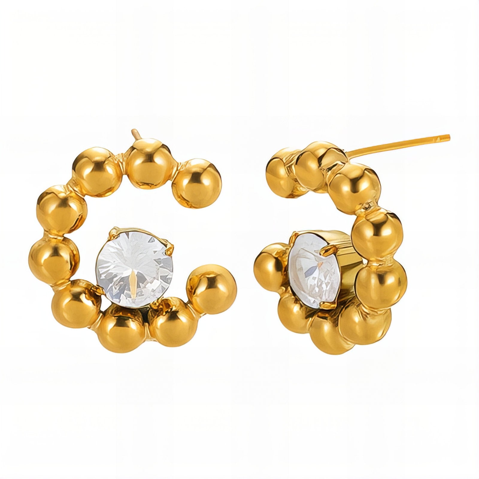 Earrings, 18K Gold Plated Steel