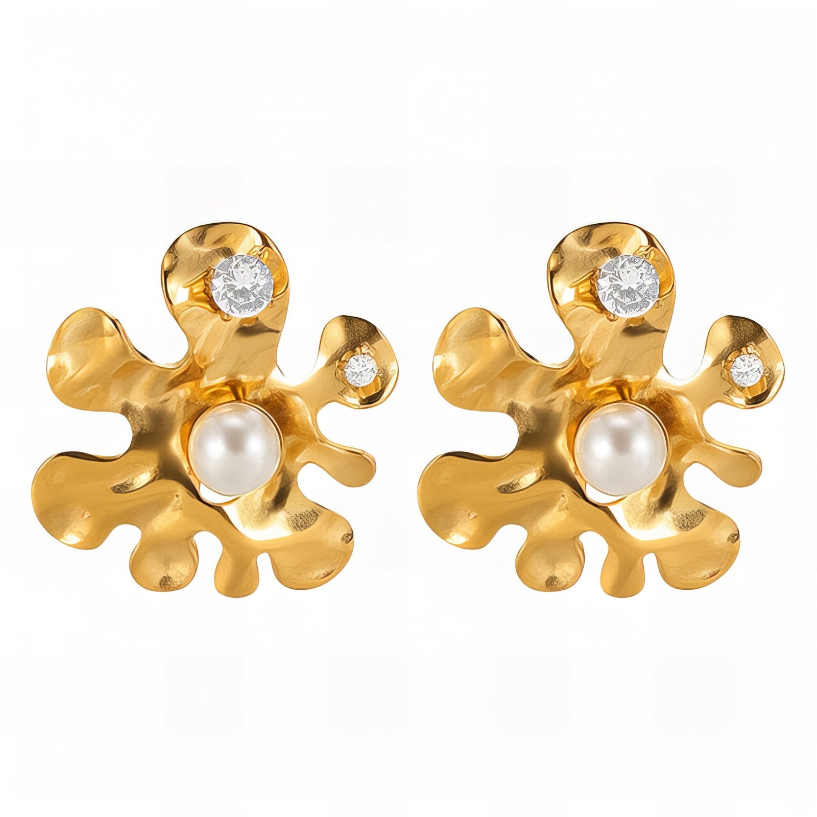 Earrings, 18K Gold Plated Steel