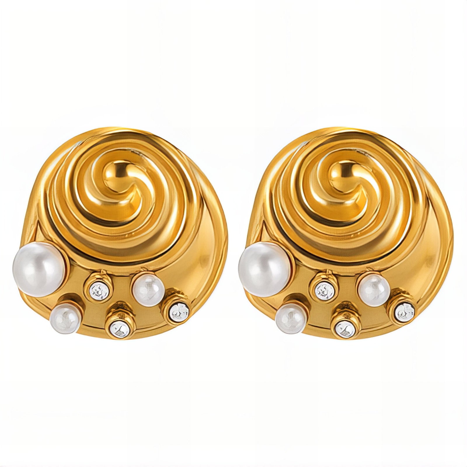 Earrings, 18K Gold Plated Steel