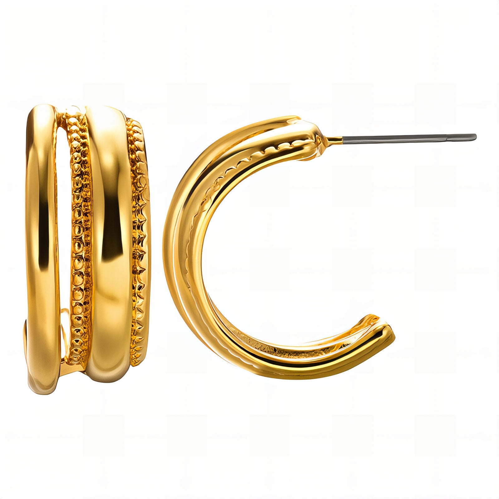 Earrings, 18K Gold Plated Steel