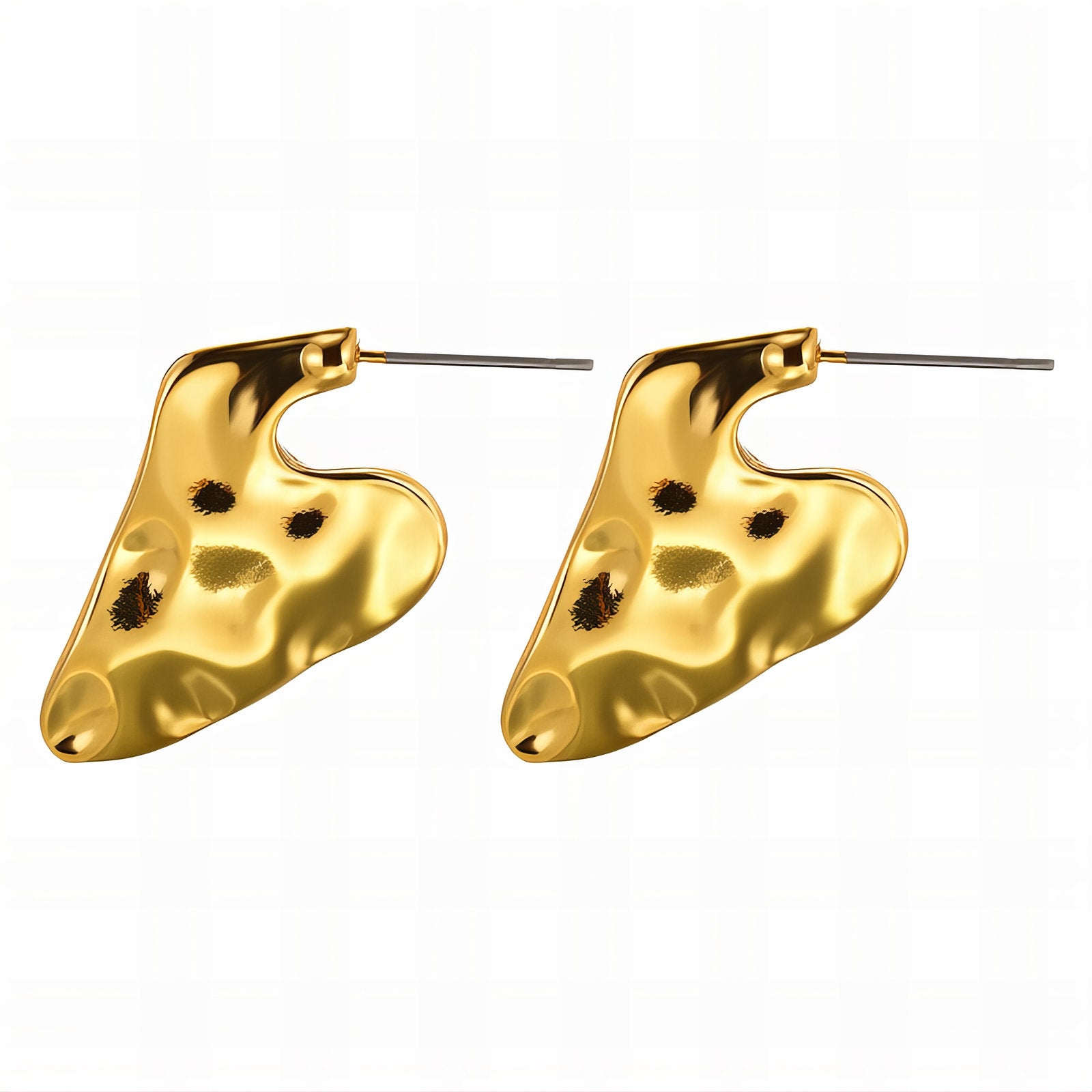 Earrings, 18K Gold Plated Steel