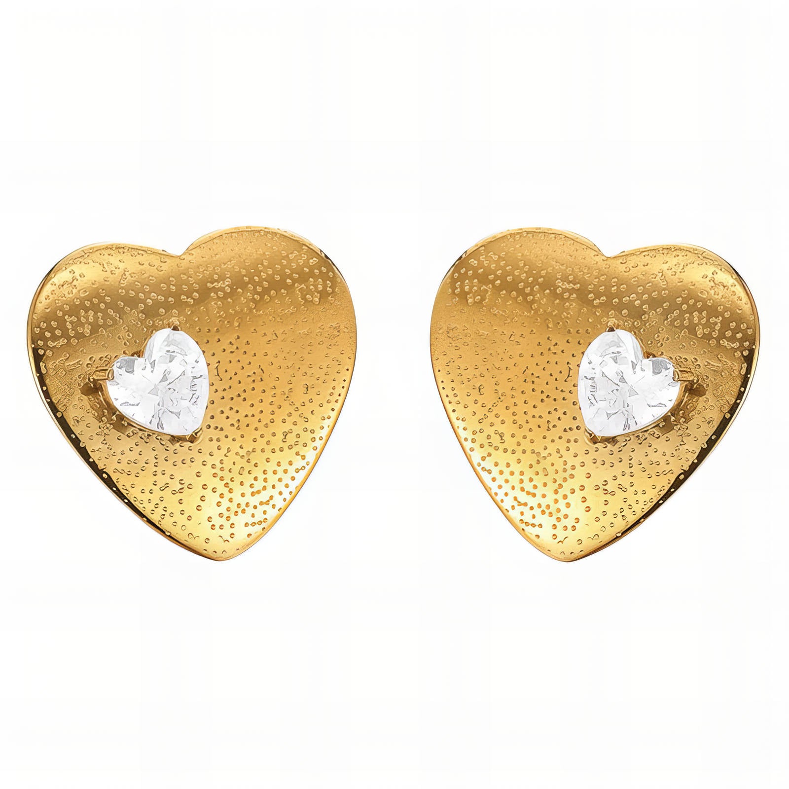 Hearts Earrings, 18K Gold Plated Steel