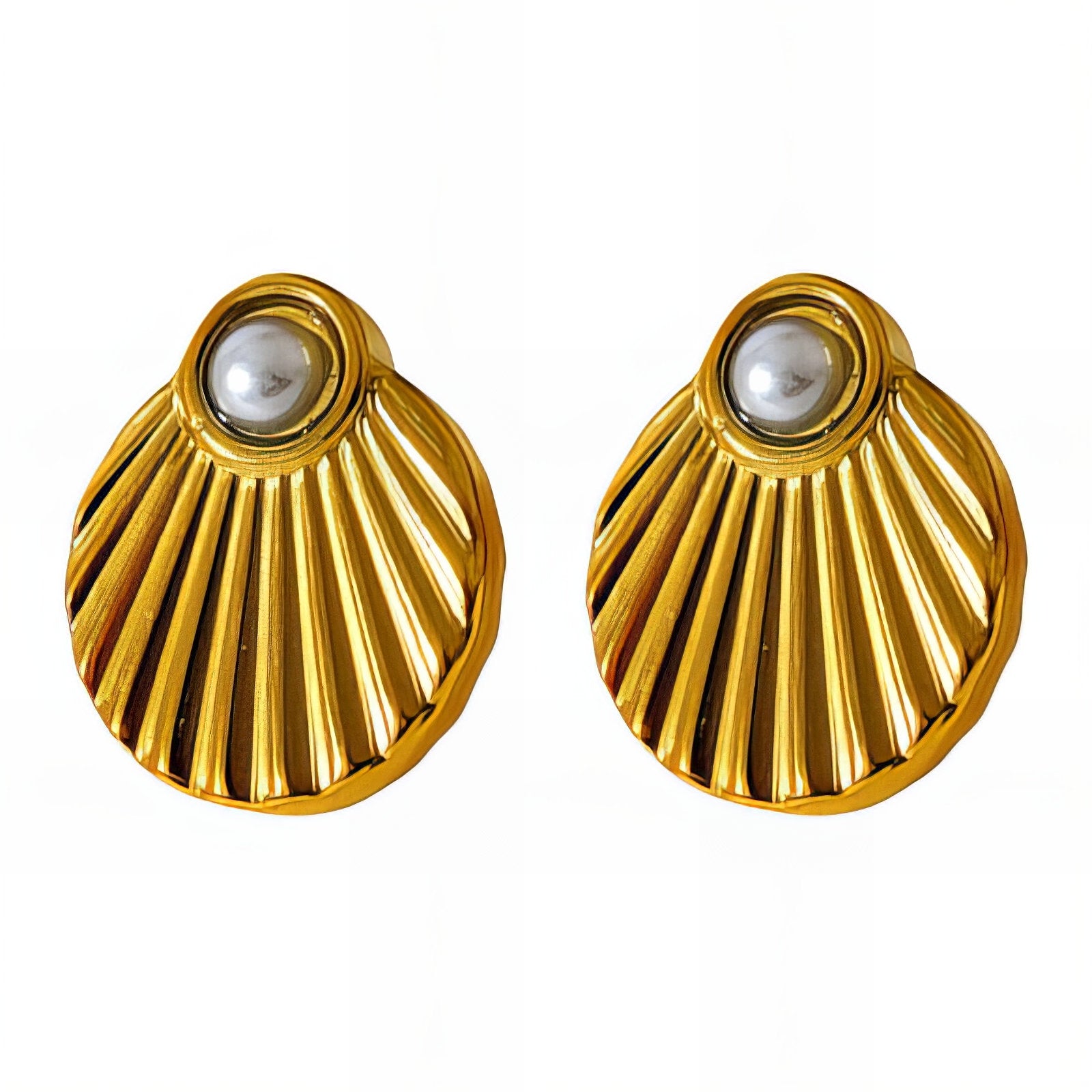 Earrings, 18K Gold Plated Steel