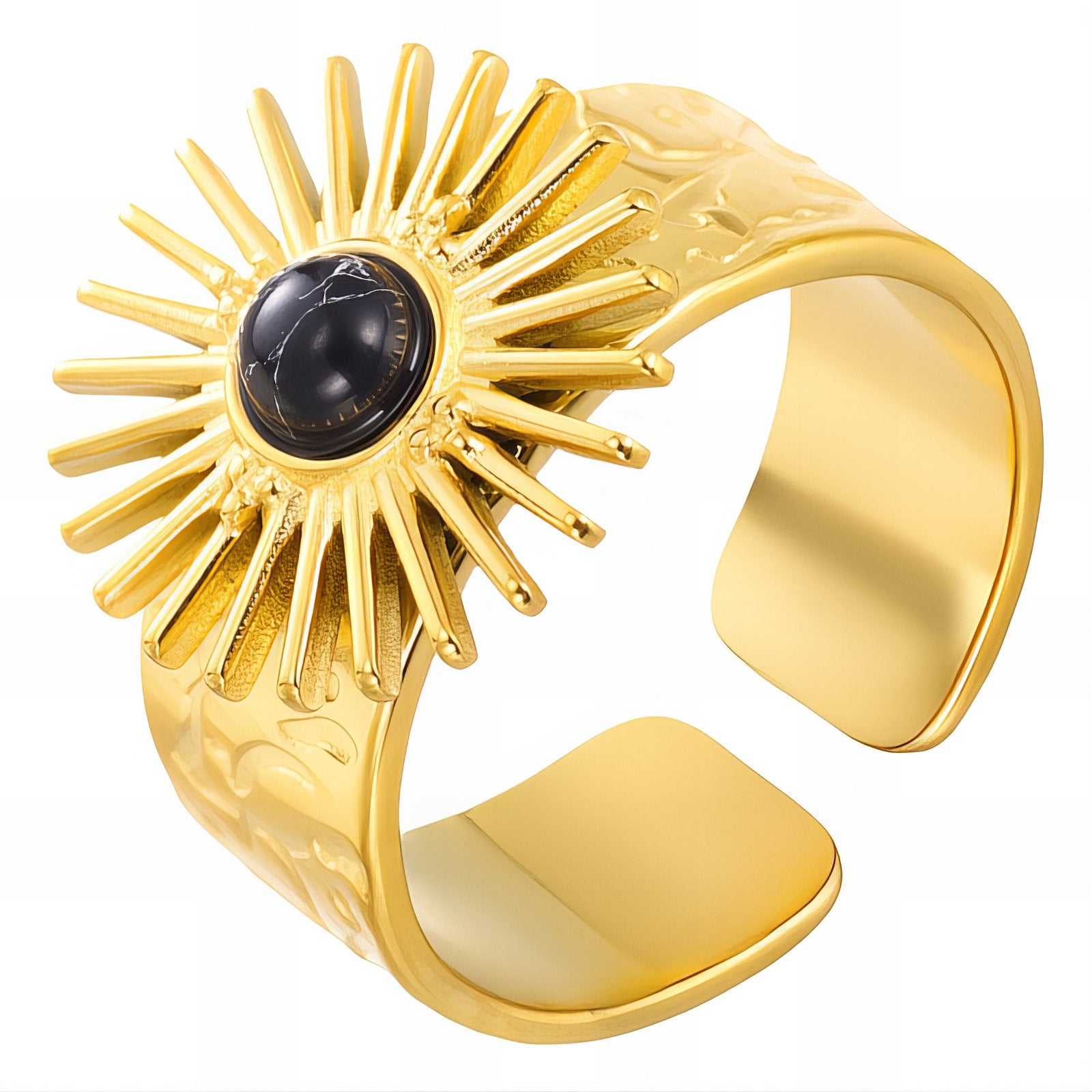 Sun Ring, 18K Gold Plated Steel